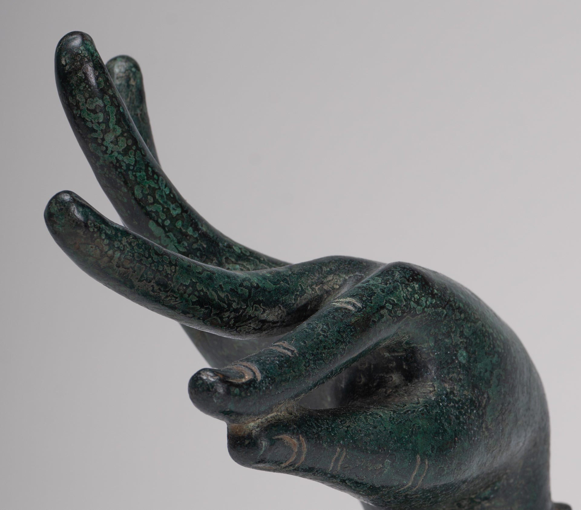 Mounted Antique Khmer Style Bronze Apsara Katakaamukha Hand - 24cm/10"