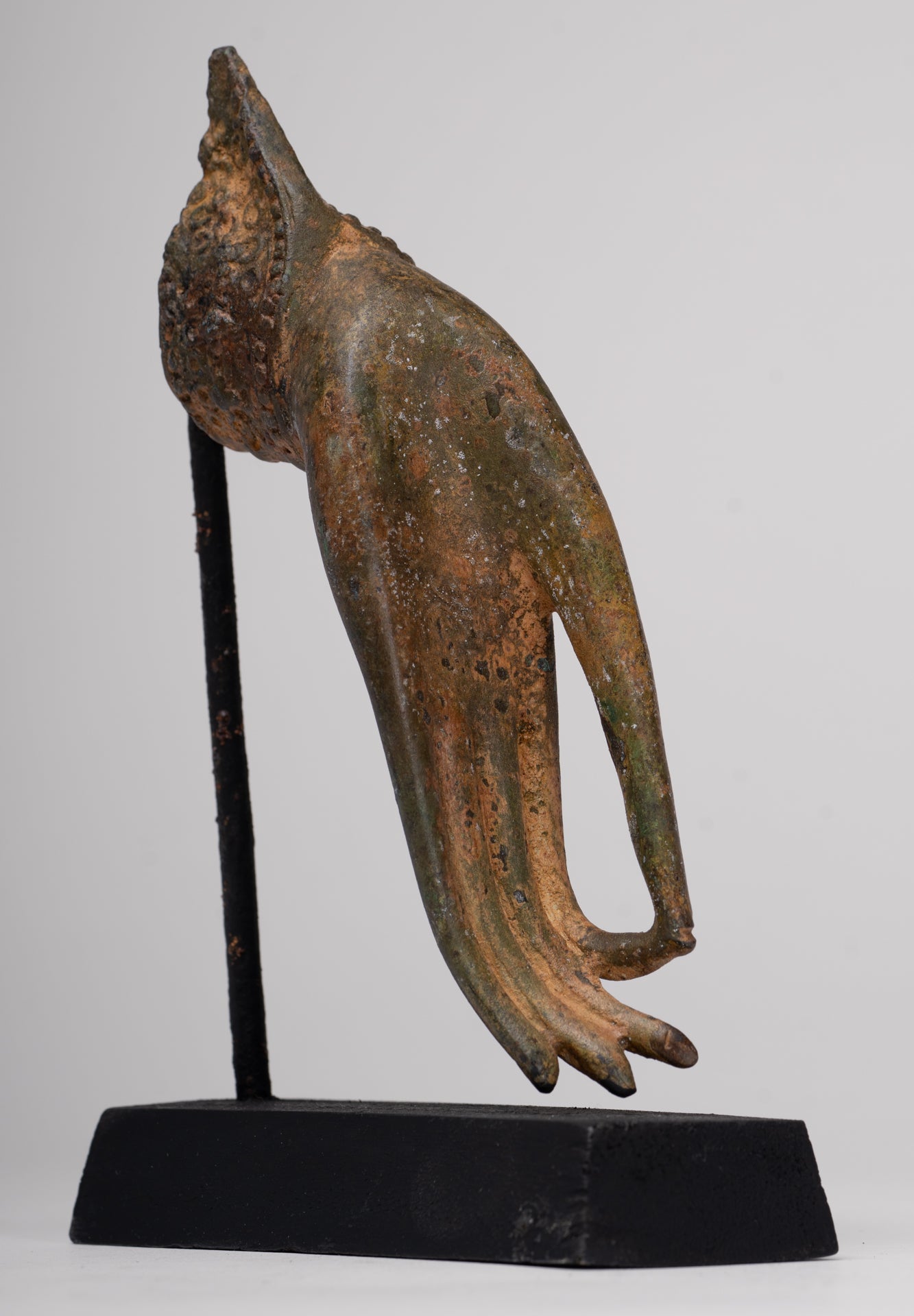 Mounted Antique Thai Style Southeast Asia Bronze Thai Teaching Hand - 19cm/8"