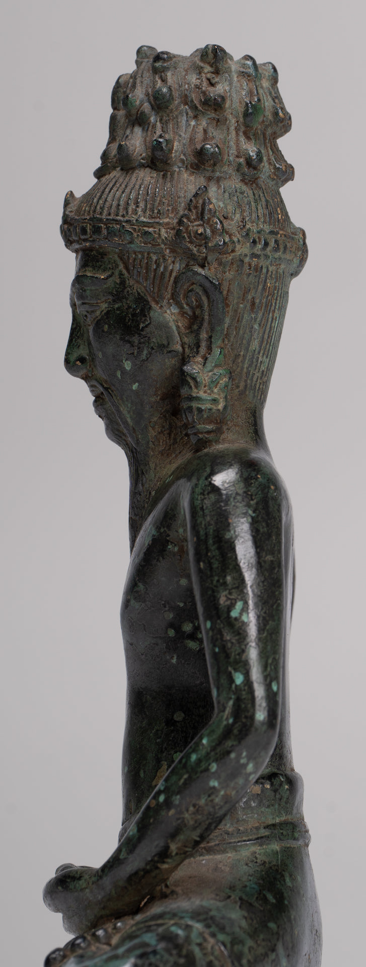 Rishi Statue - Antique Khmer Style Seated Bronze Rishi or Wise Man - 18cm/7"