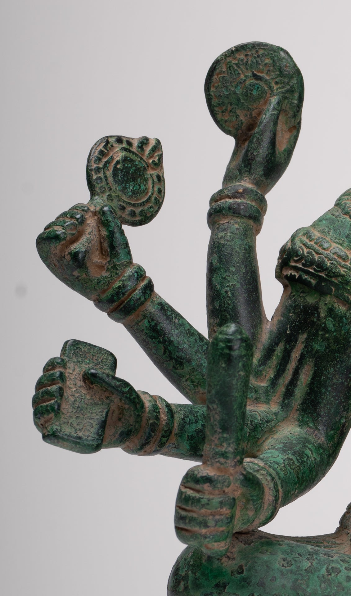 Brahma Statue - Antique Khmer Style Bronze 8 Arm Bayon Brahma - Hindu God Creation - 31cm/12"