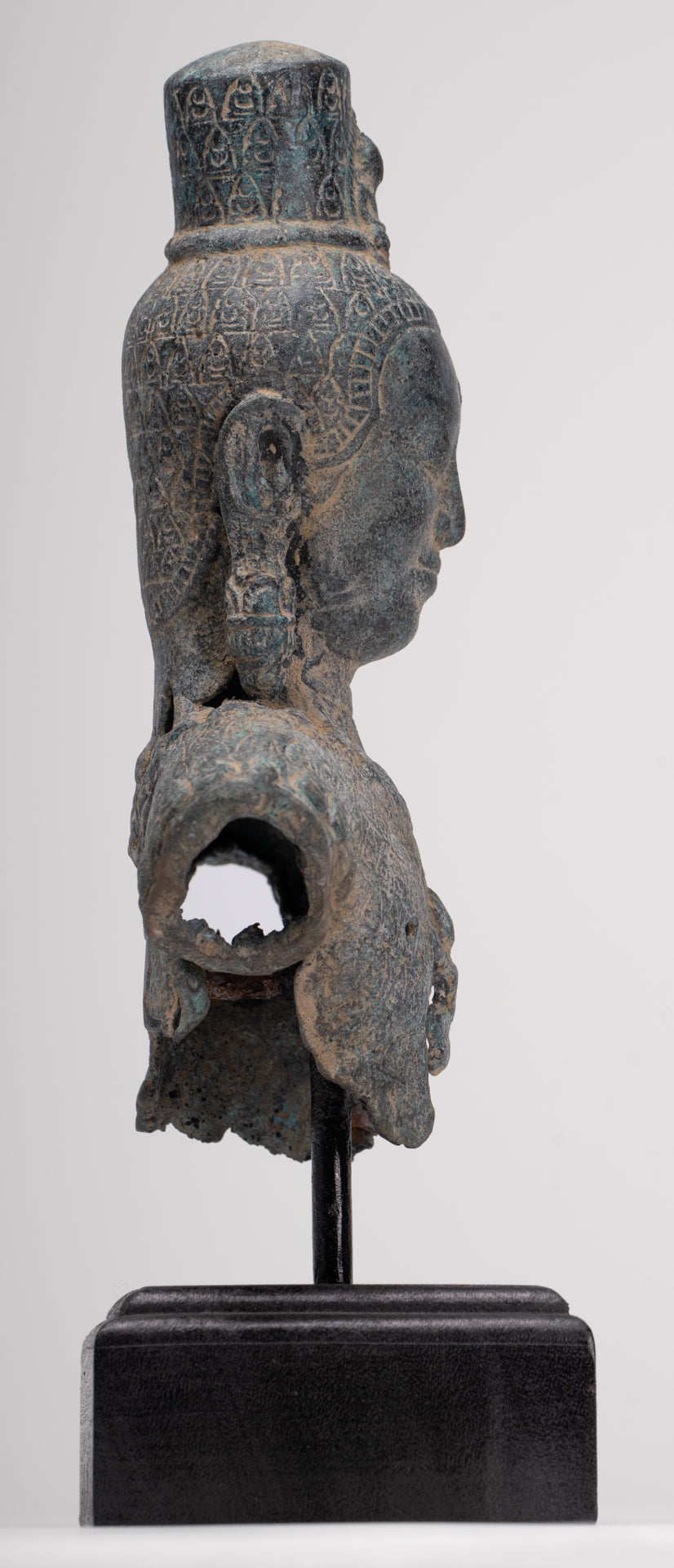 Antique Khmer Style Standing Bronze Bayon Style Lokeshvara Statue - 27cm/11"