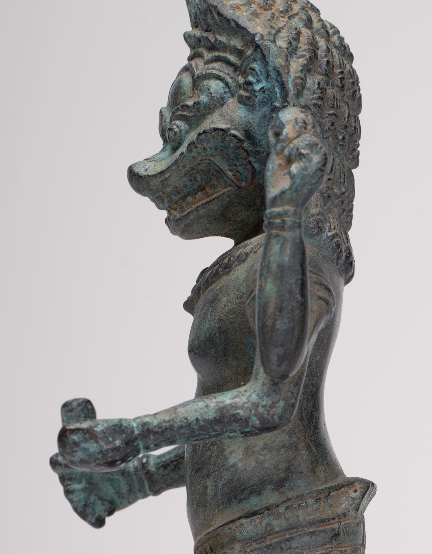 Antique Khmer Style Bronze - Vishnu Avatar - Narasimha or Narasingh - 25cm/10"