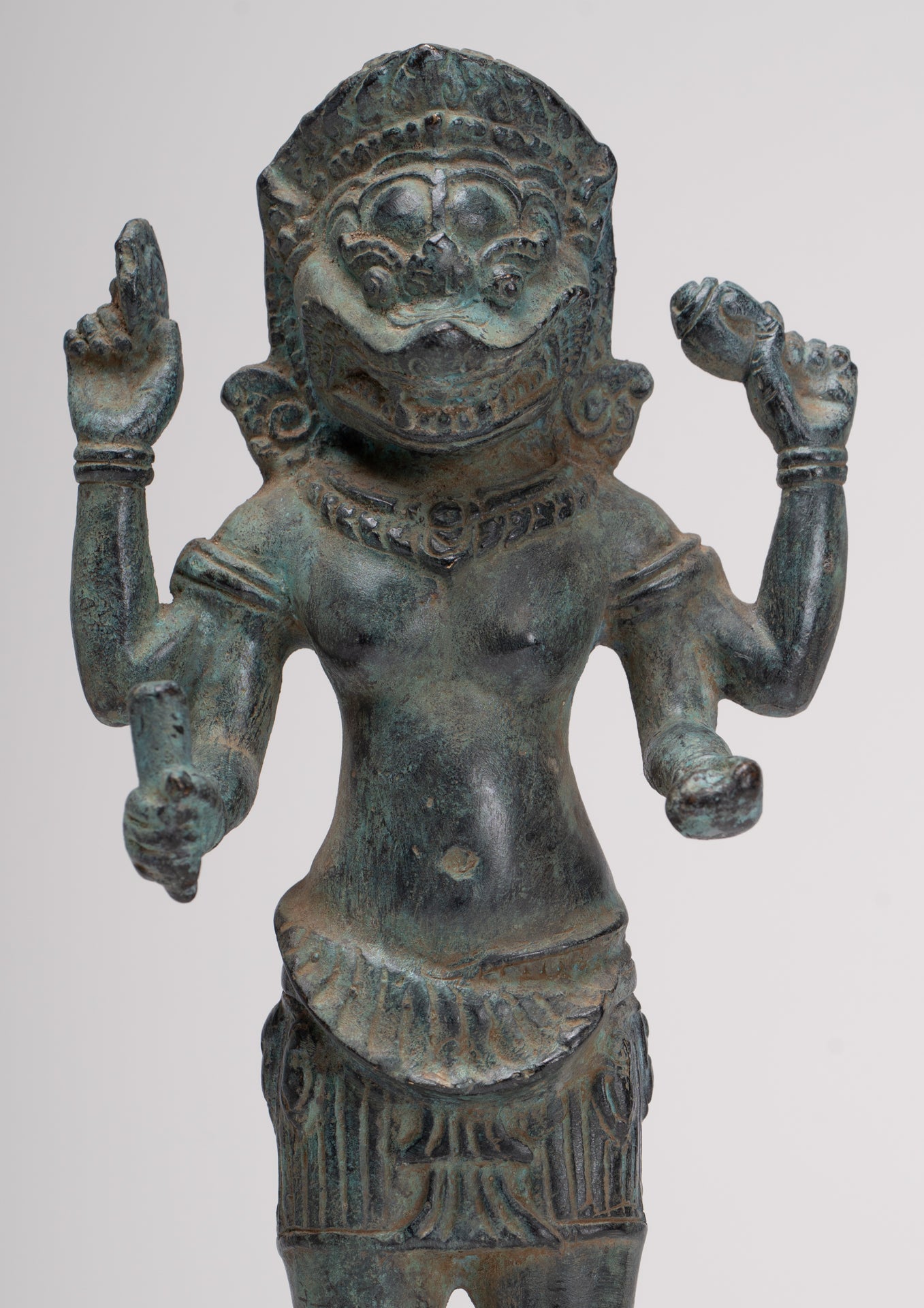Antique Khmer Style Bronze - Vishnu Avatar - Narasimha or Narasingh - 25cm/10"