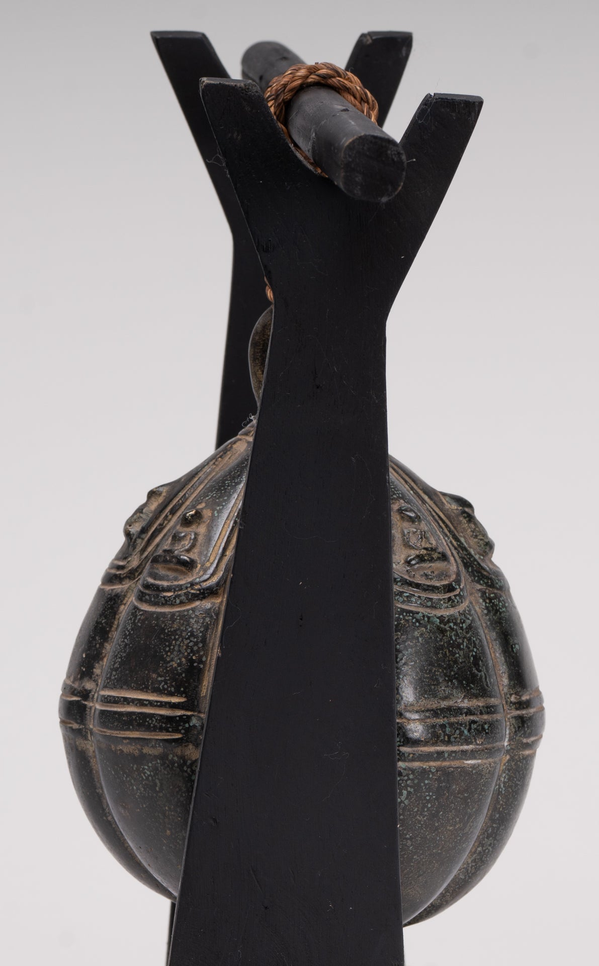 Antique Khmer Style Bronze Mounted Buddha Bell - 29cm/12"