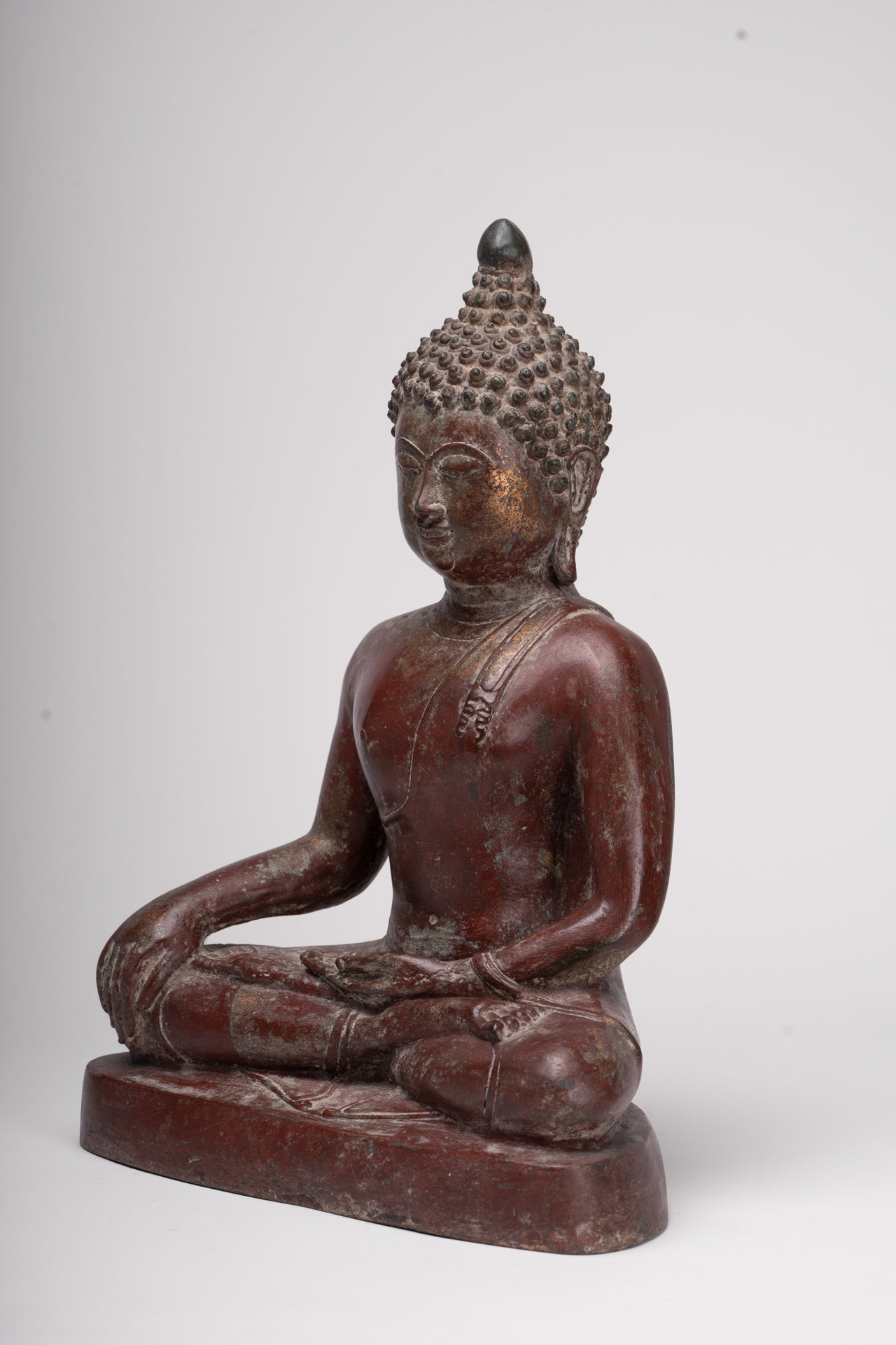 Buddha Statue - Antique Thai Style Bronze Chiang Saen Enlightenment Buddha Statue - 41cm/16"