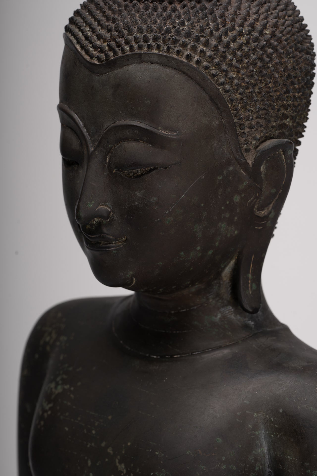 Buddha Statue - Antique U Thong Style Bronze Enlightenment Buddha Torso - 65cm/26"