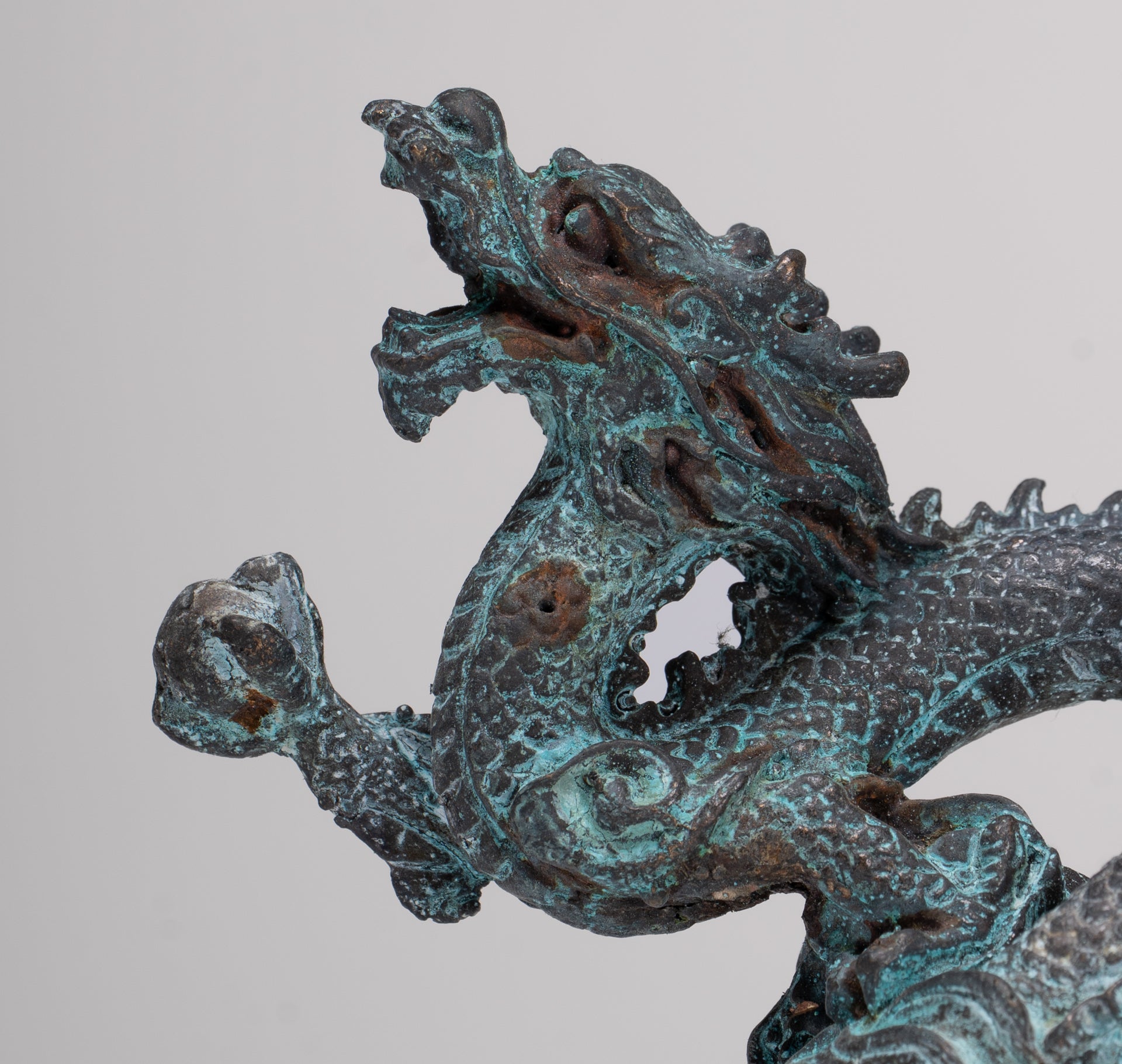Chinese Dragon - Antique Chinese Style Bronze Dragon Statue - 10cm/4"