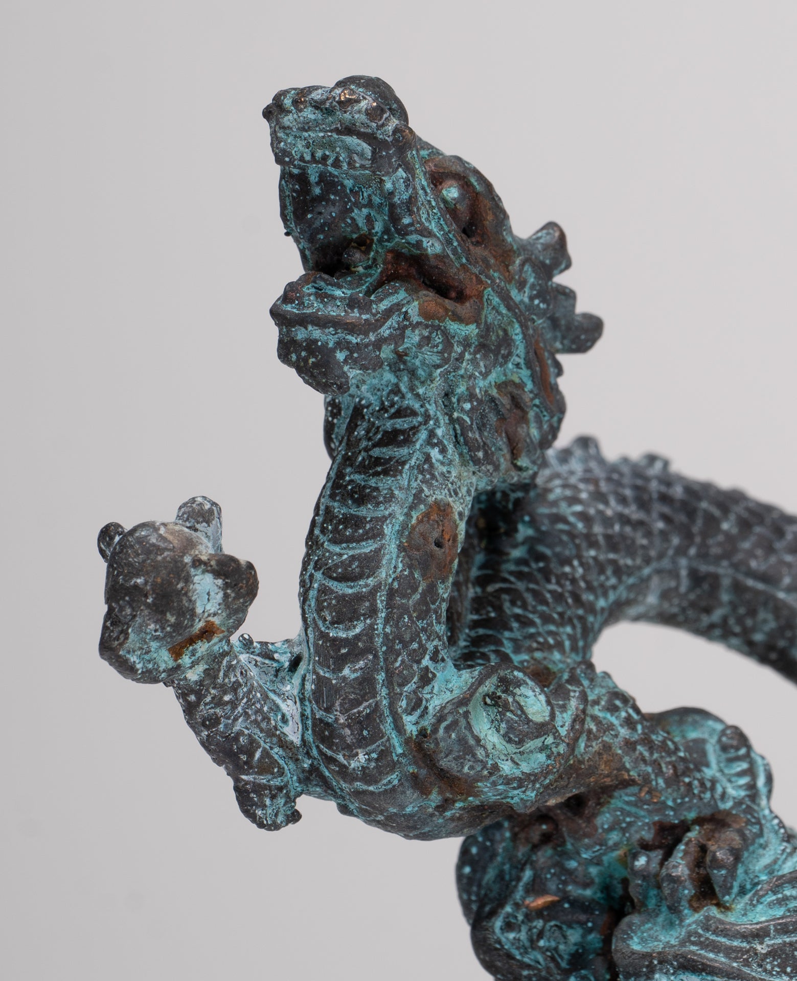 Chinese Dragon - Antique Chinese Style Bronze Dragon Statue - 10cm/4"