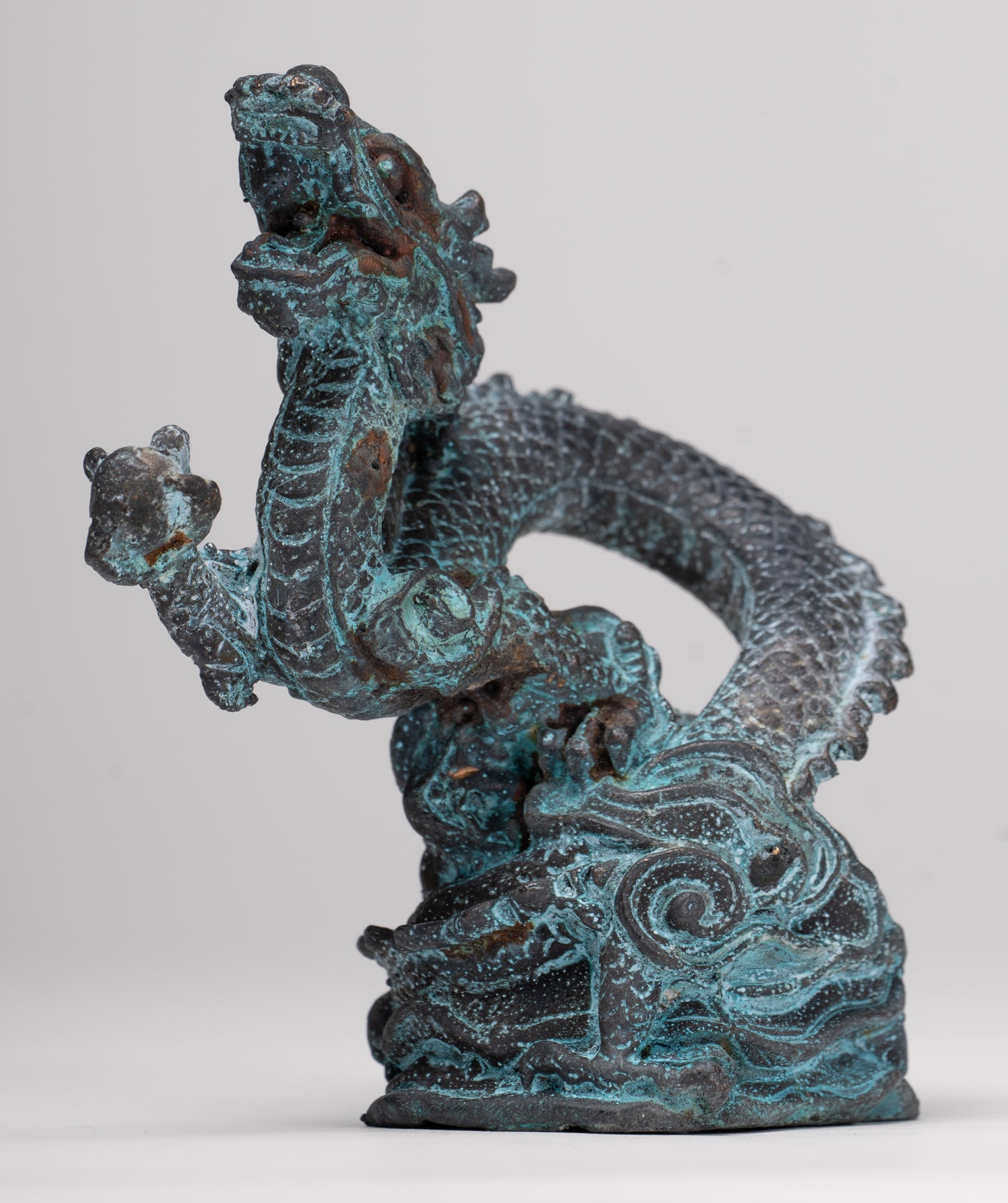 Chinese Dragon - Antique Chinese Style Bronze Dragon Statue - 10cm/4"