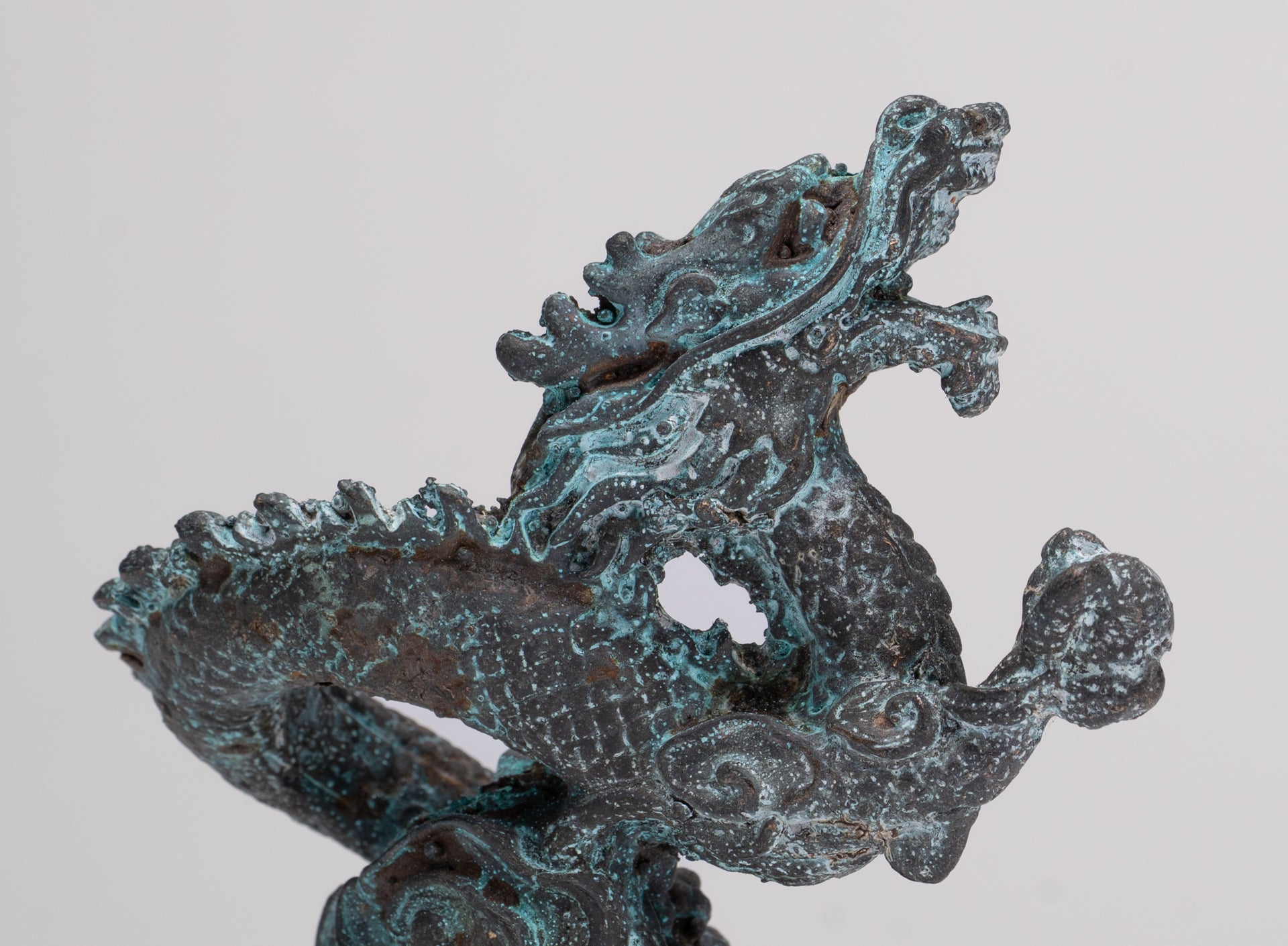 Chinese Dragon - Antique Chinese Style Bronze Dragon Statue - 10cm/4"