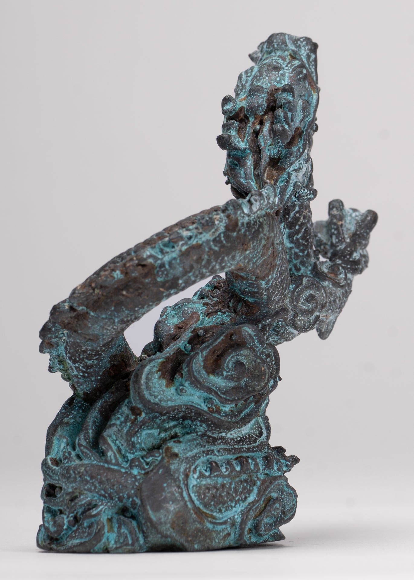 Chinese Dragon - Antique Chinese Style Bronze Dragon Statue - 10cm/4"