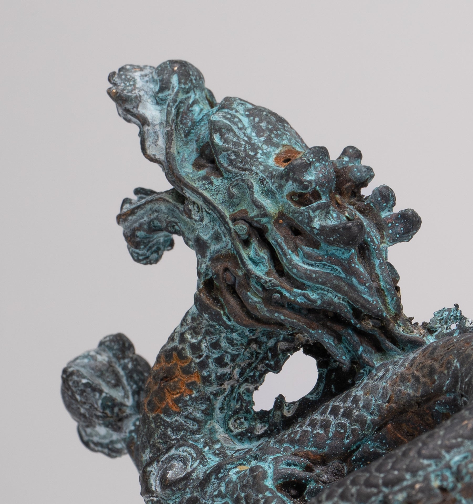 Chinese Dragon - Antique Chinese Style Bronze Dragon Statue - 10cm/4"