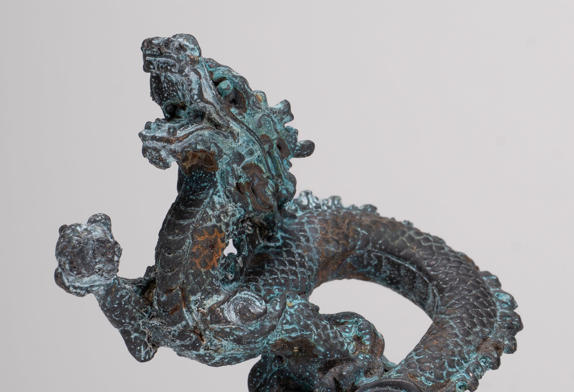 Chinese Dragon - Antique Chinese Style Bronze Dragon Statue - 10cm/4"