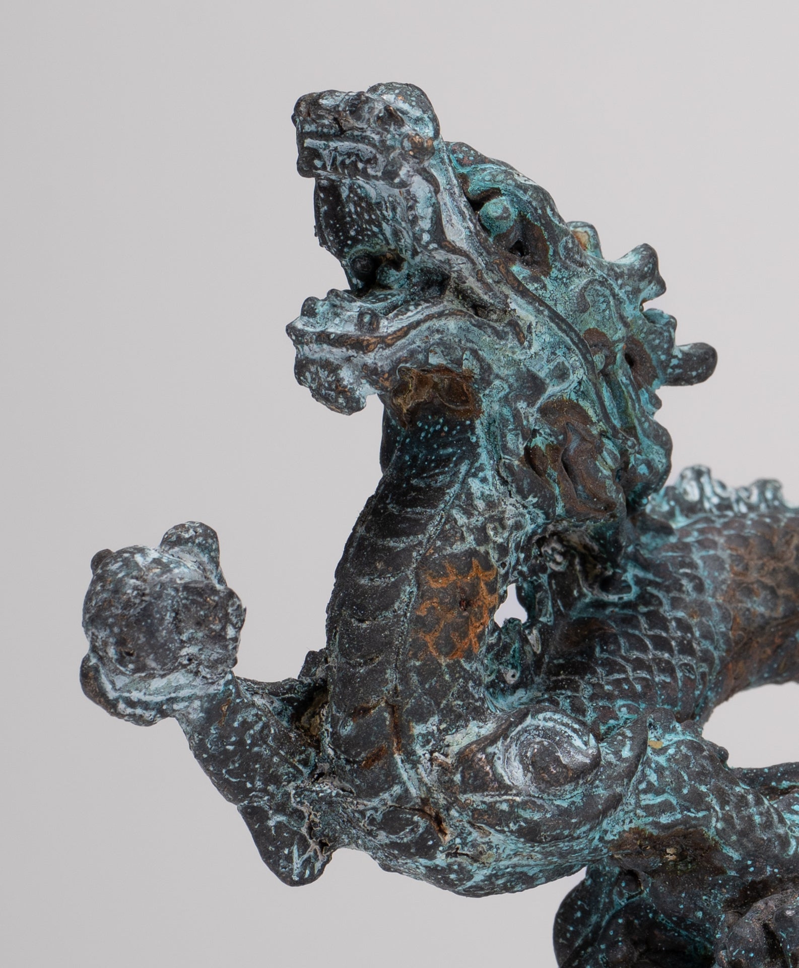 Chinese Dragon - Antique Chinese Style Bronze Dragon Statue - 10cm/4"