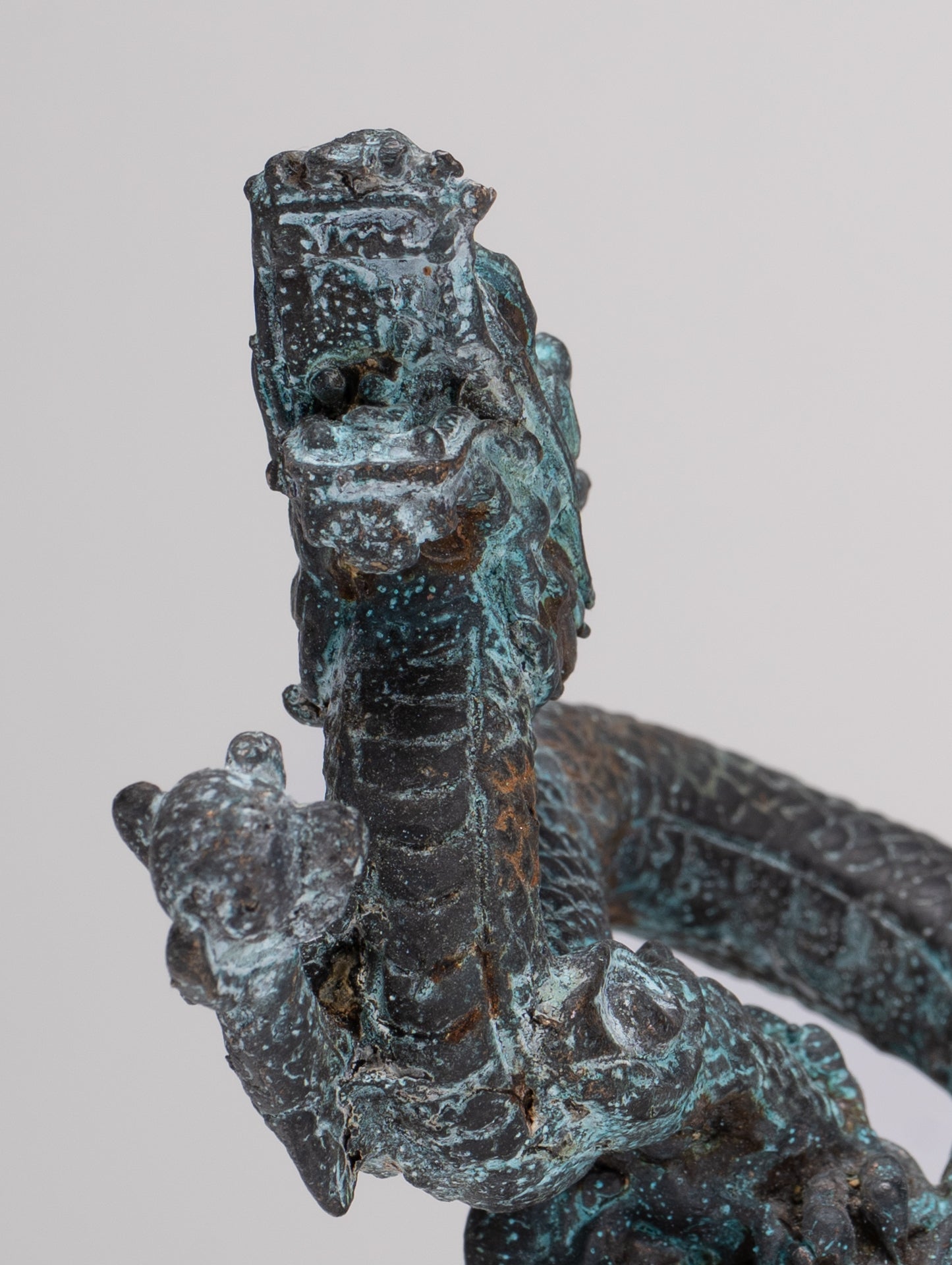 Chinese Dragon - Antique Chinese Style Bronze Dragon Statue - 10cm/4"