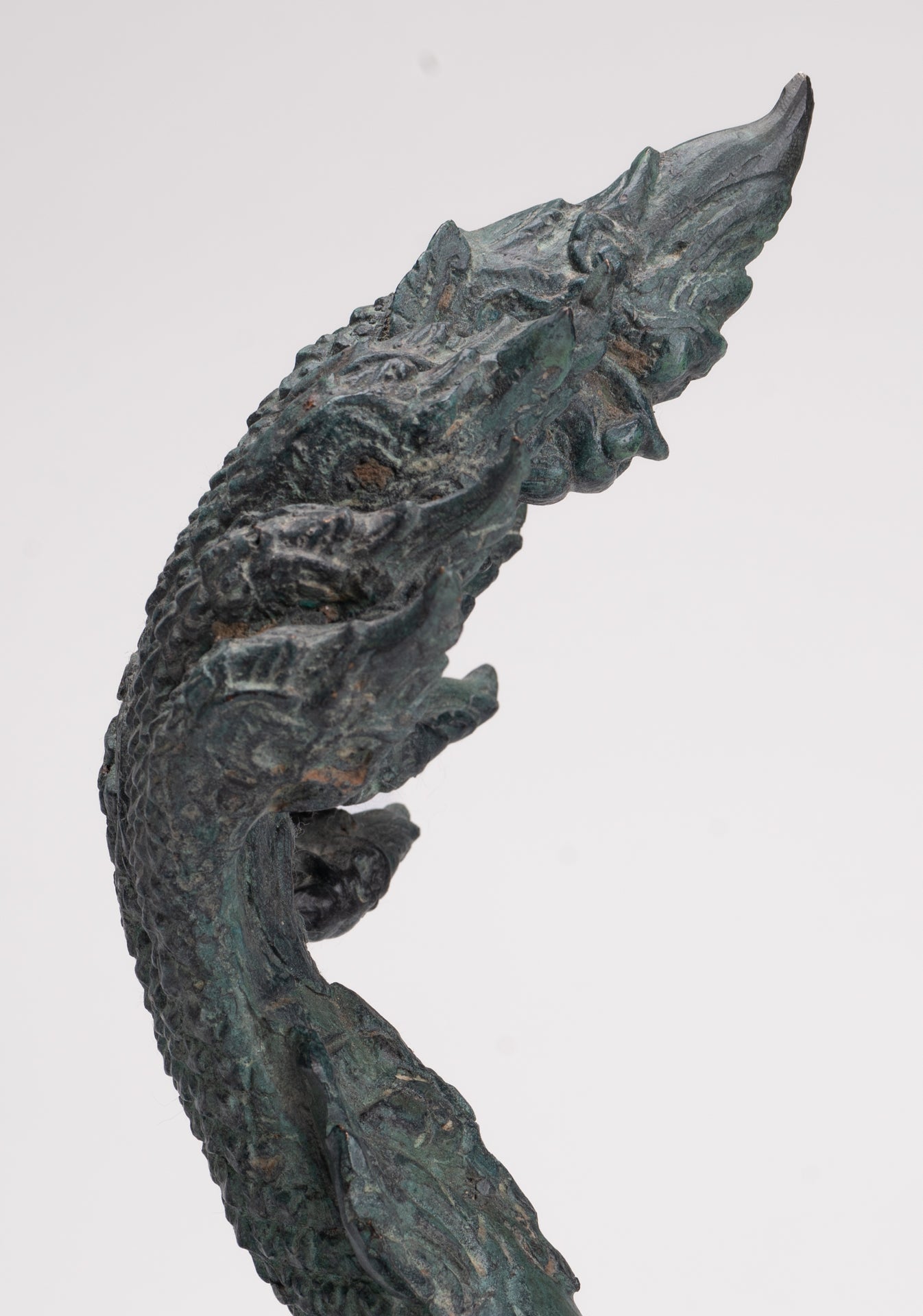 Antique Thai Style Bronze Nine Head Protective Naga, Snake or Serpent Statue - 28cm/11"