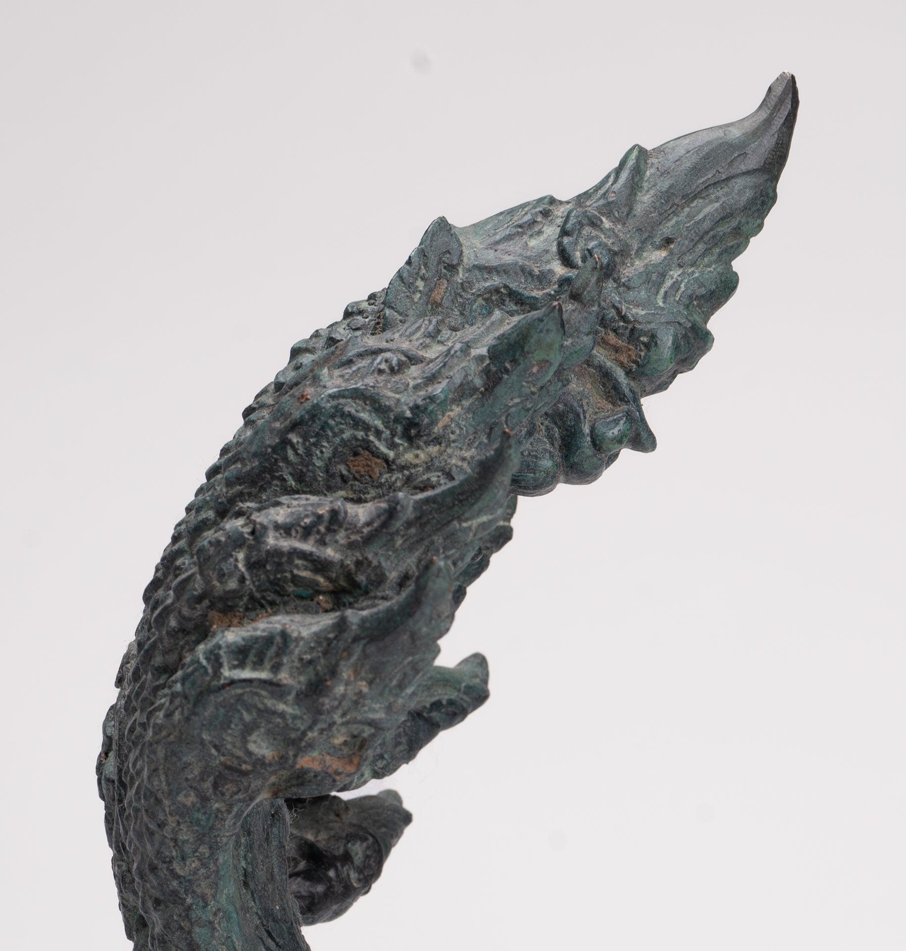 Antique Thai Style Bronze Nine Head Protective Naga, Snake or Serpent Statue - 28cm/11"