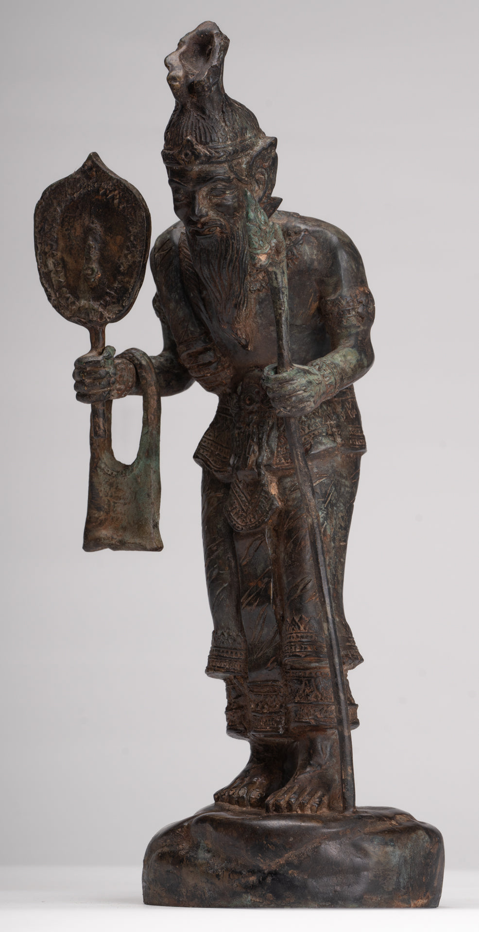 Rishi Statue - Antique Thai Style Seated Bronze Rishi or Wise Man - 36cm/14"