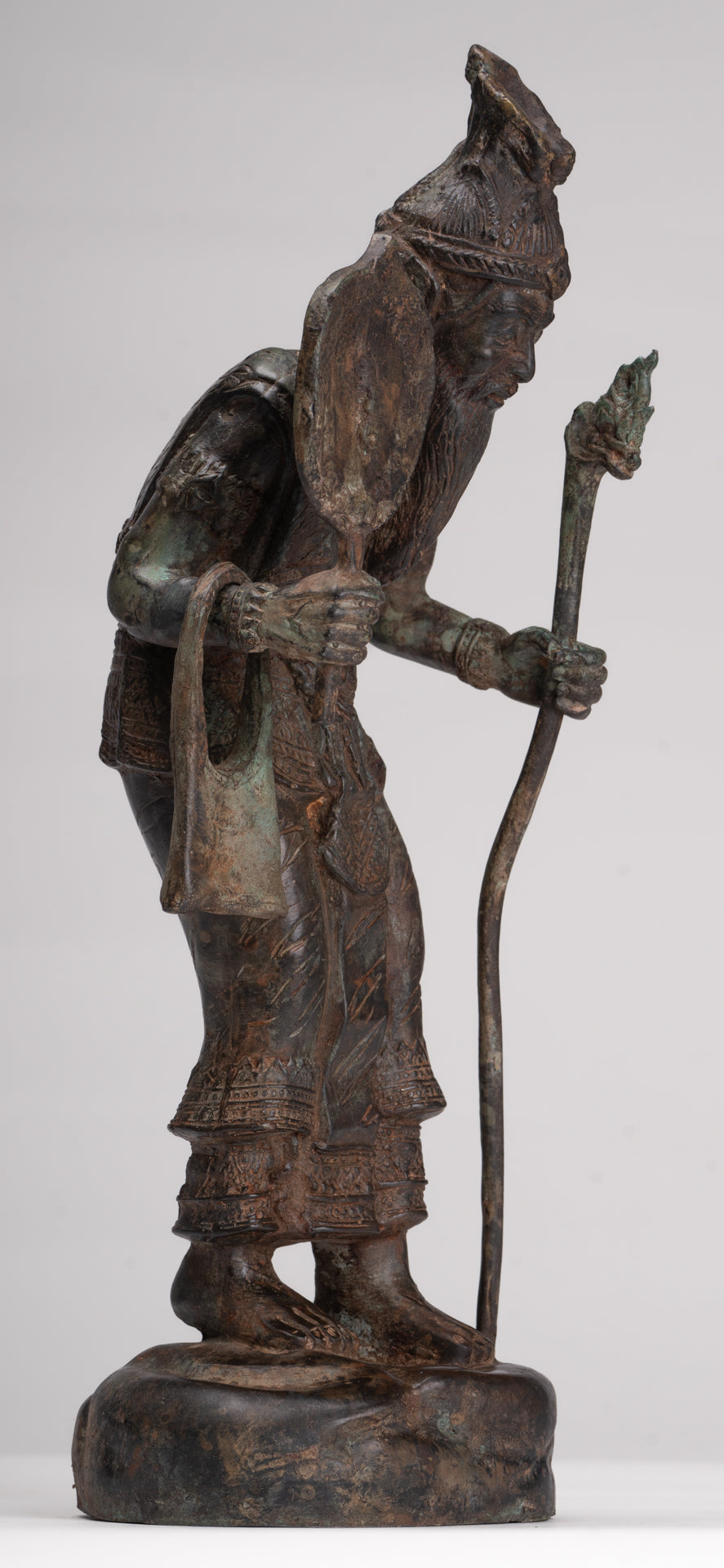 Rishi Statue - Antique Thai Style Seated Bronze Rishi or Wise Man - 36cm/14"