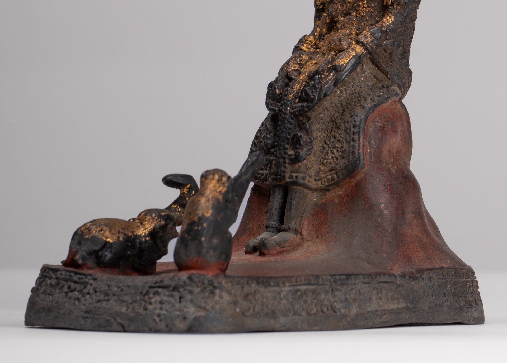 Buddha Statue - Seated Antique Thai Style Bronze Wednesday Evening Buddha - 16cm/6"