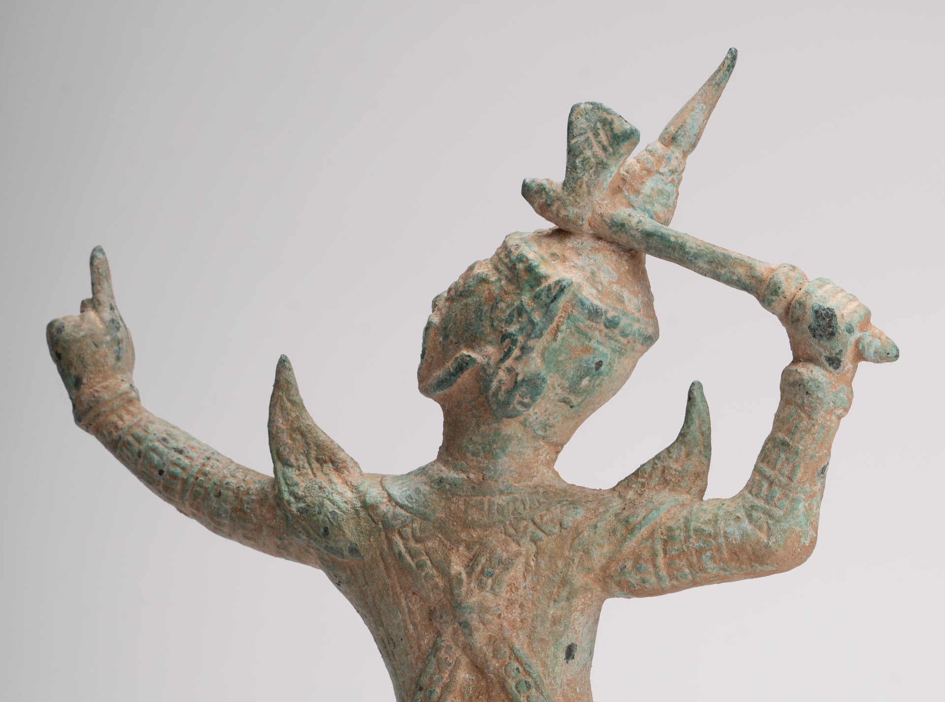 Antique Khmer Style Standing Bayon Hindu God Hanuman Statue - 31cm/12" Tall