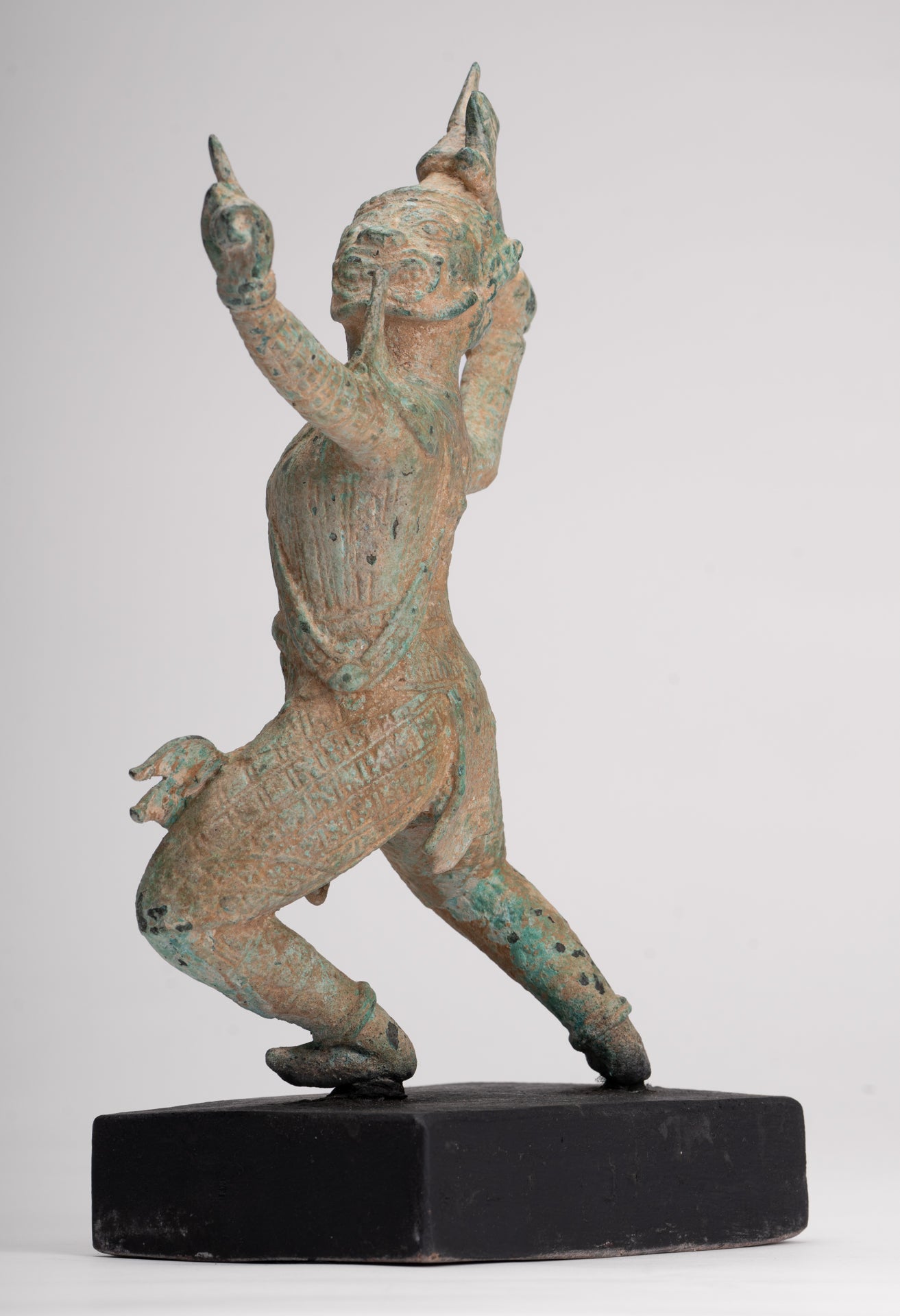 Antique Khmer Style Standing Bayon Hindu God Hanuman Statue - 31cm/12" Tall