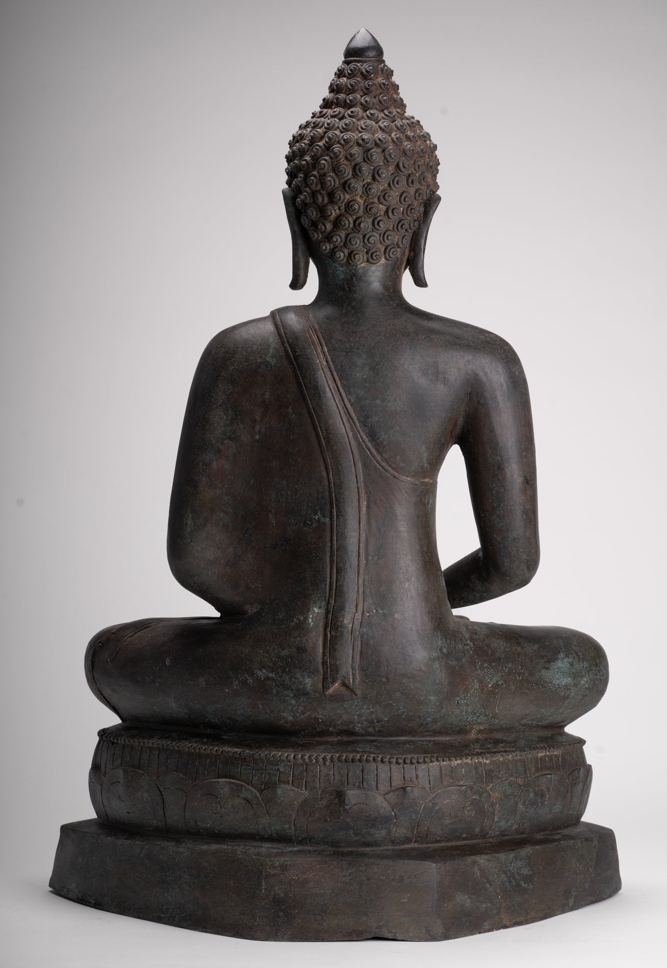 Large Buddha Statue - Antique Thai Style Bronze Chiang Saen Meditation Buddha Statue - 81cm/32"