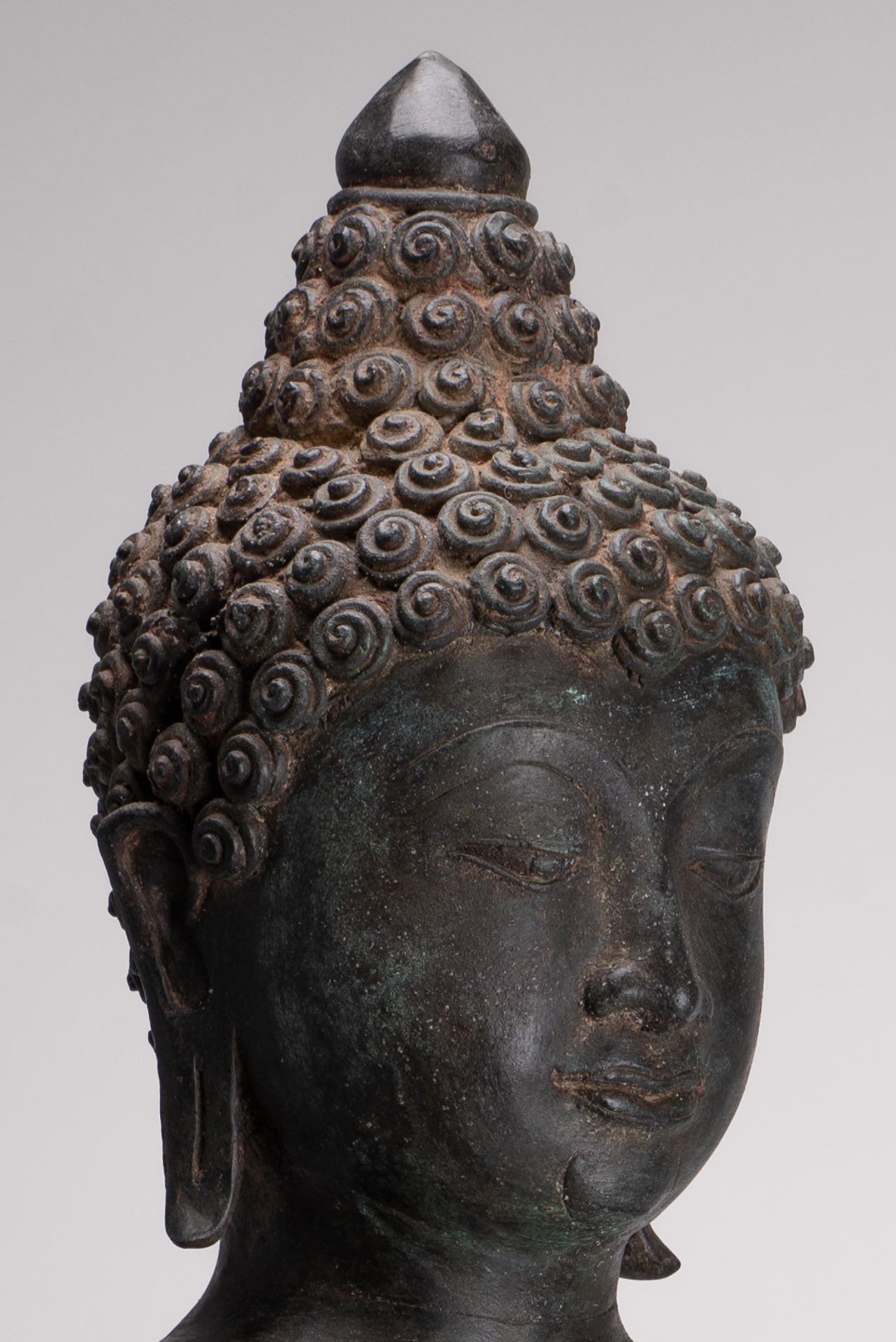 Large Buddha Statue - Antique Thai Style Bronze Chiang Saen Meditation Buddha Statue - 81cm/32"