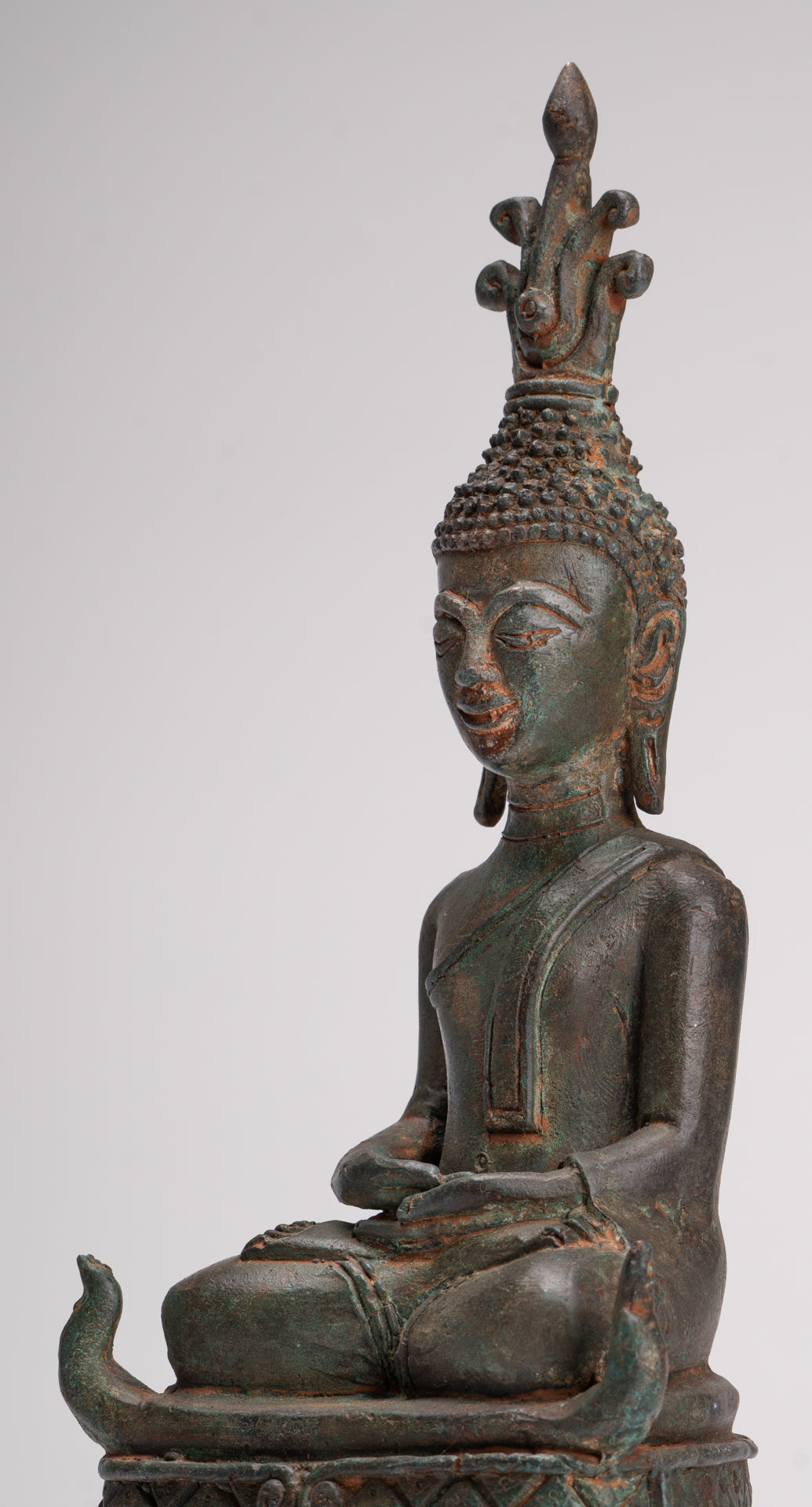 Buddha Statue - Seated Antique Laos Style Meditation Buddha Statue - 26cm/10"