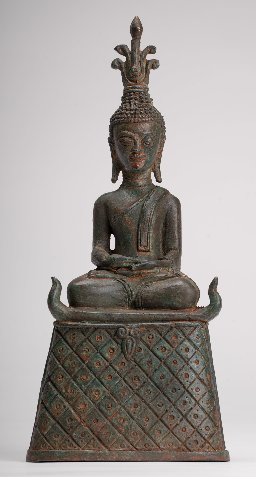 Buddha Statue - Seated Antique Laos Style Meditation Buddha Statue - 26cm/10"