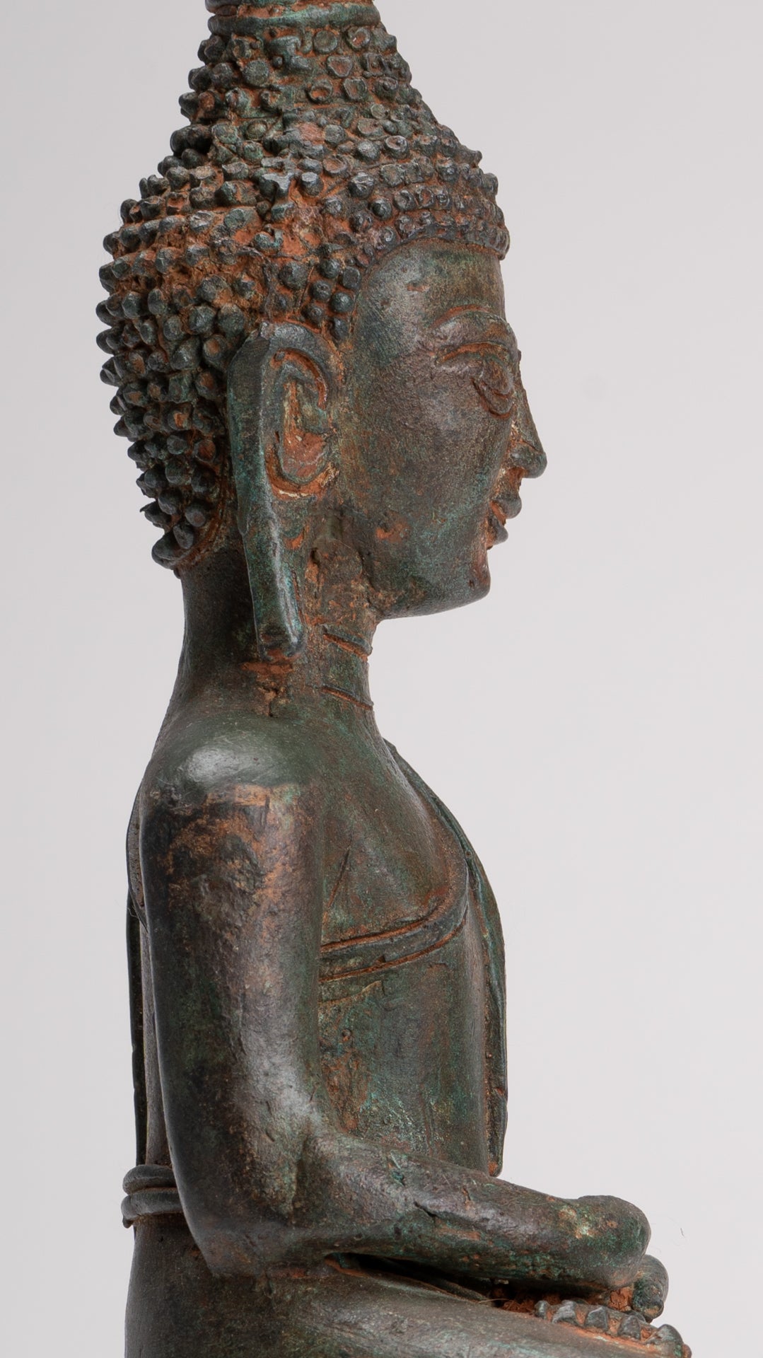 Buddha Statue - Seated Antique Laos Style Meditation Buddha Statue - 26cm/10"