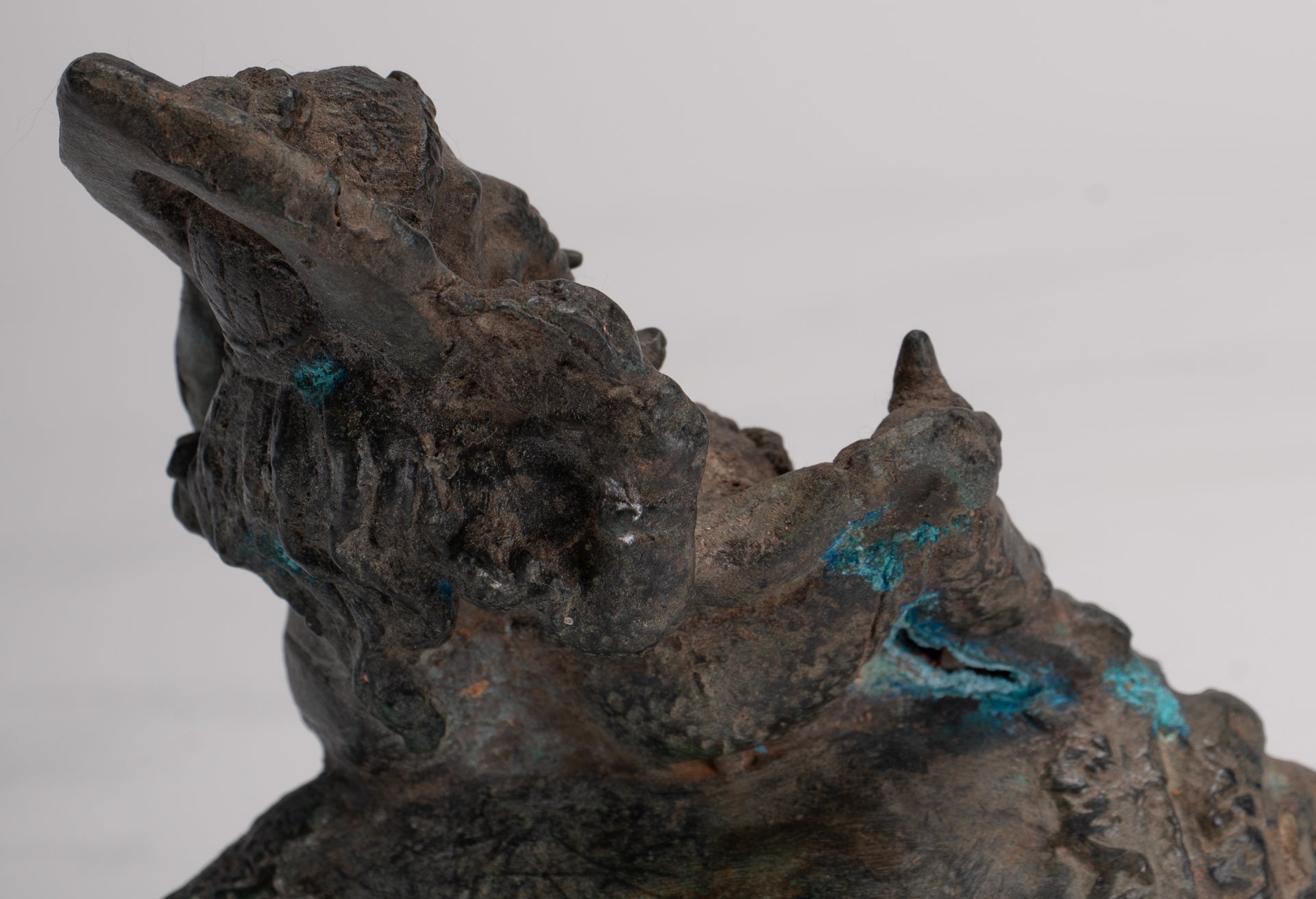 Ganesha Statue - Antique Thai Style Bronze Ganesha Statue Sat on Conch - 10cm/4"