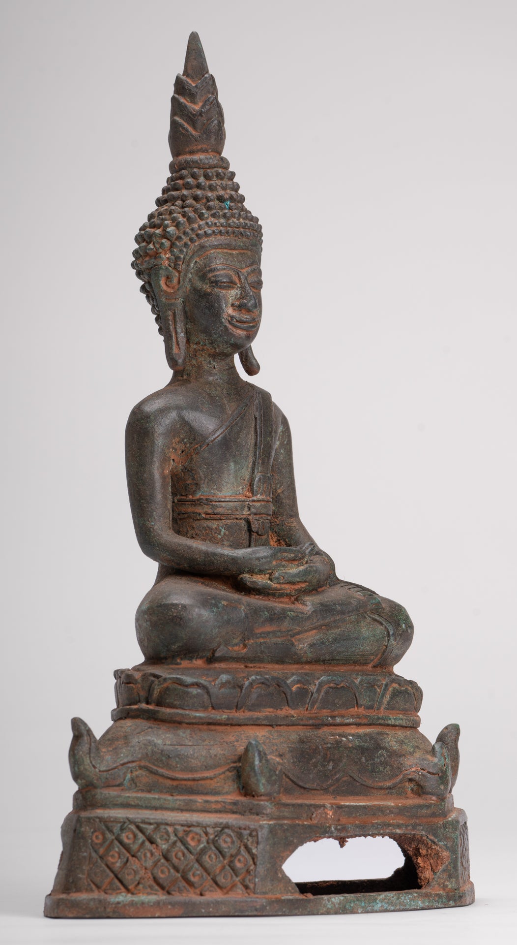 Buddha Statue - Seated Antique Laos Style Meditation Buddha Statue - 31cm/12"