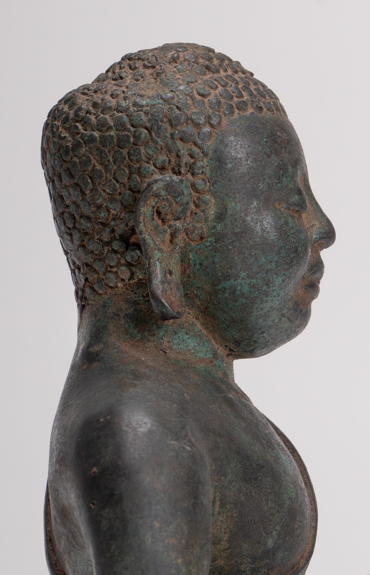 Buddha Statue - Antique Sri Lanka Style Seated Bronze Teaching Buddha Statue - 16cm/6"