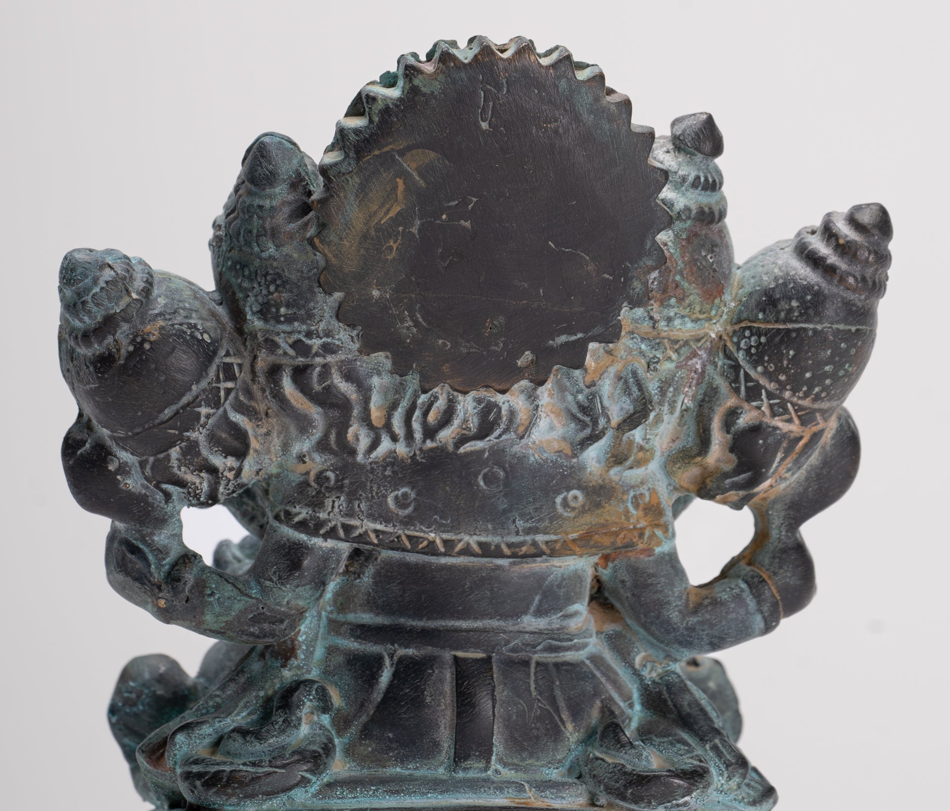 Ganesh - Antique Thai Style Bronze Seated Heramba Ganapati Statue  - 12.5cm/5"