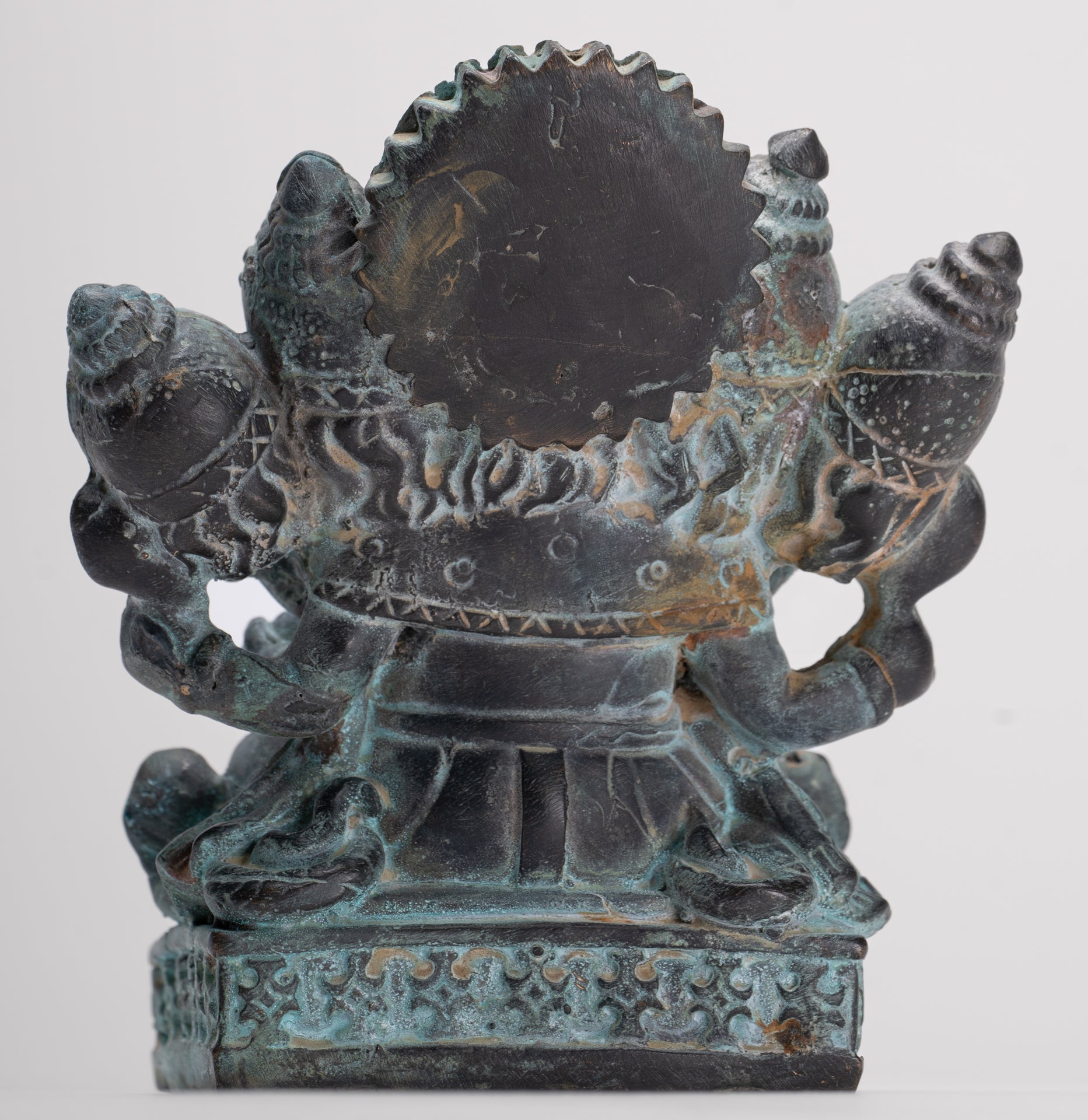 Ganesh - Antique Thai Style Bronze Seated Heramba Ganapati Statue  - 12.5cm/5"