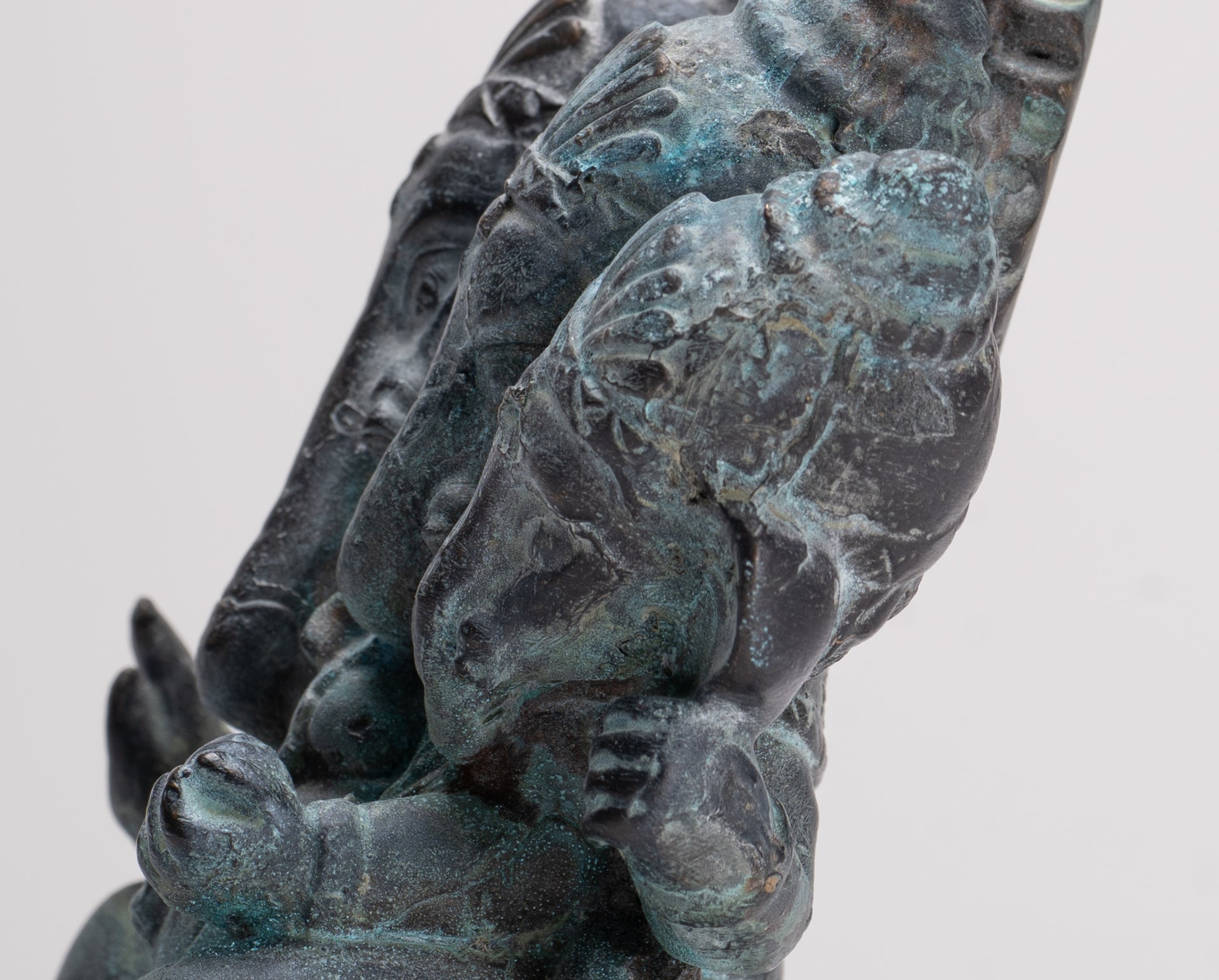 Ganesh - Antique Thai Style Bronze Seated Heramba Ganapati Statue  - 12.5cm/5"