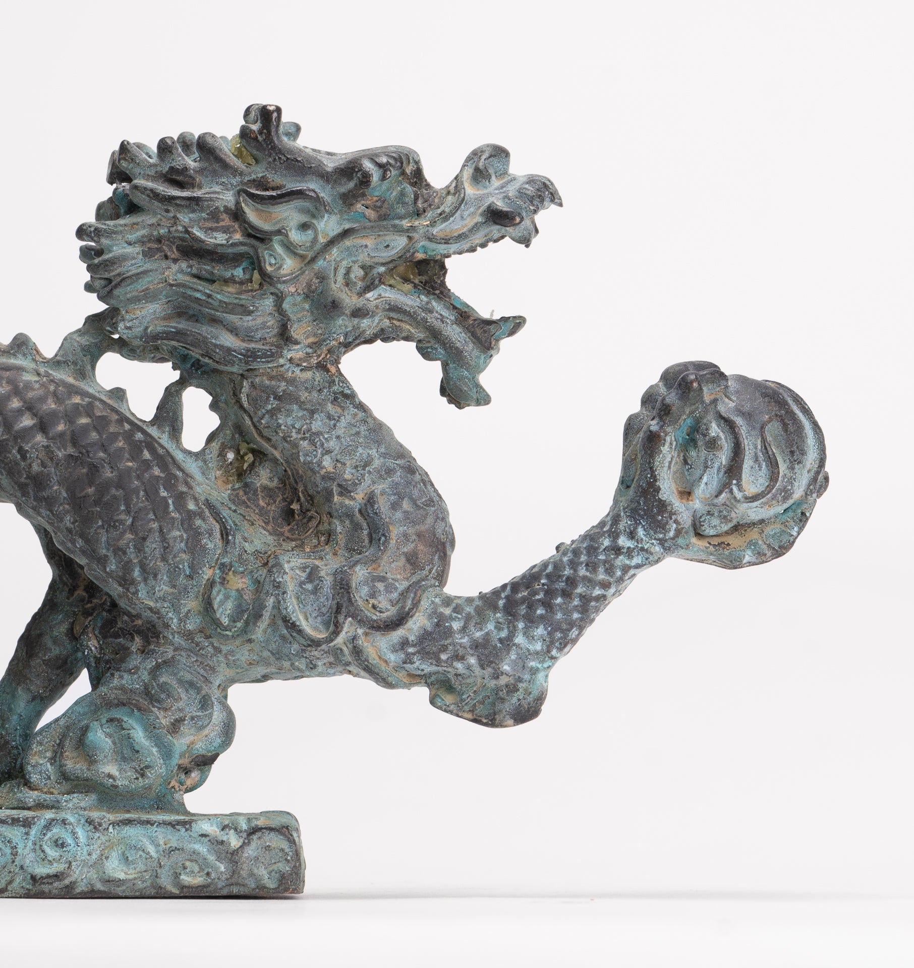 Antique Chinese Style Bronze Chinese Dragon Statue - 12cm/5"