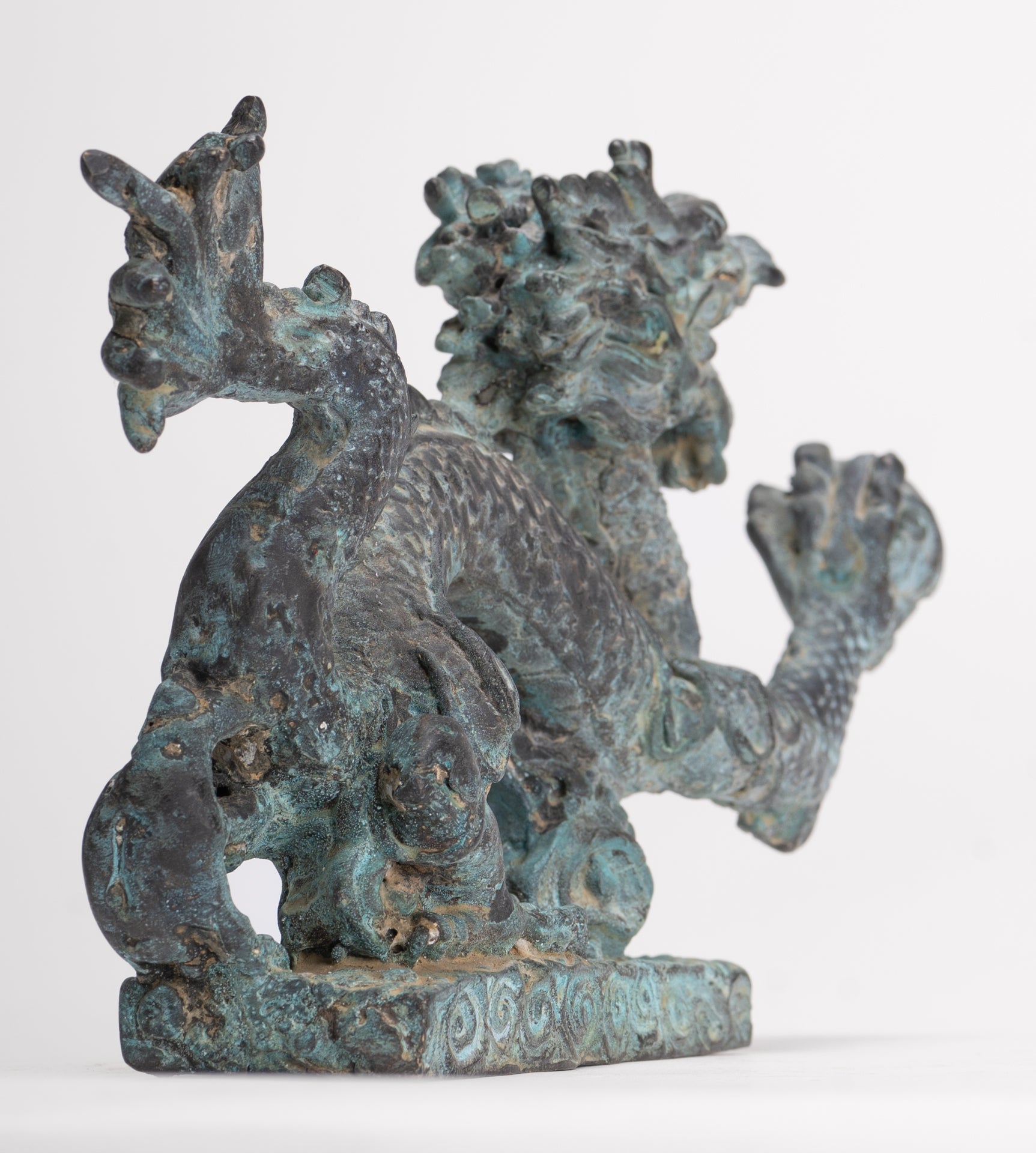 Antique Chinese Style Bronze Chinese Dragon Statue - 12cm/5"