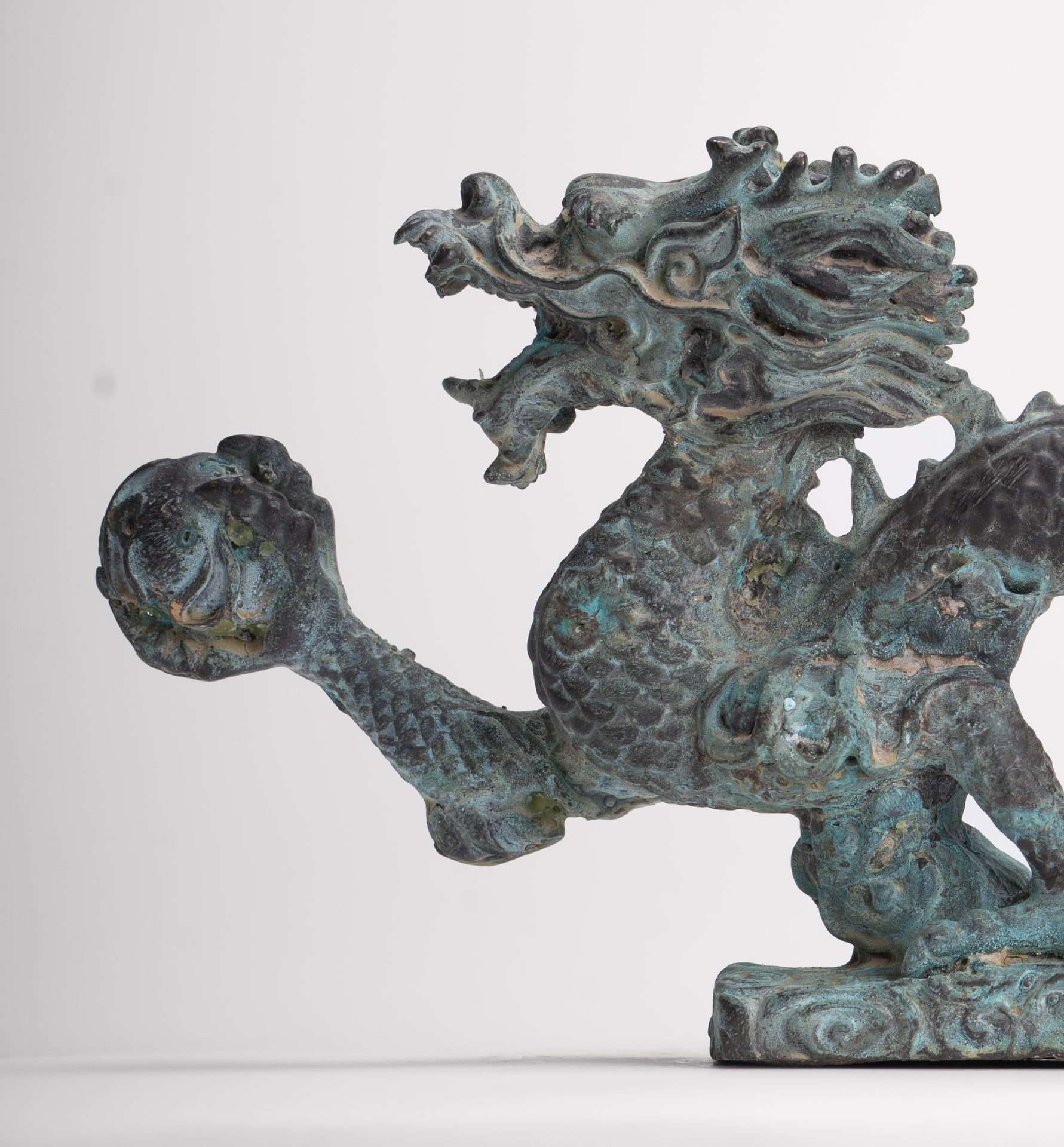 Antique Chinese Style Bronze Chinese Dragon Statue - 12cm/5"