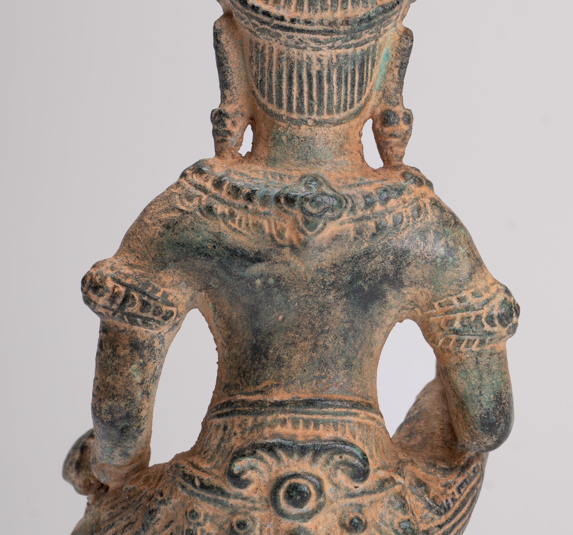 Vishnu Statue - Antique Baphuon Style Bronze Seated Khmer Vishnu Statue - 18cm / 7"