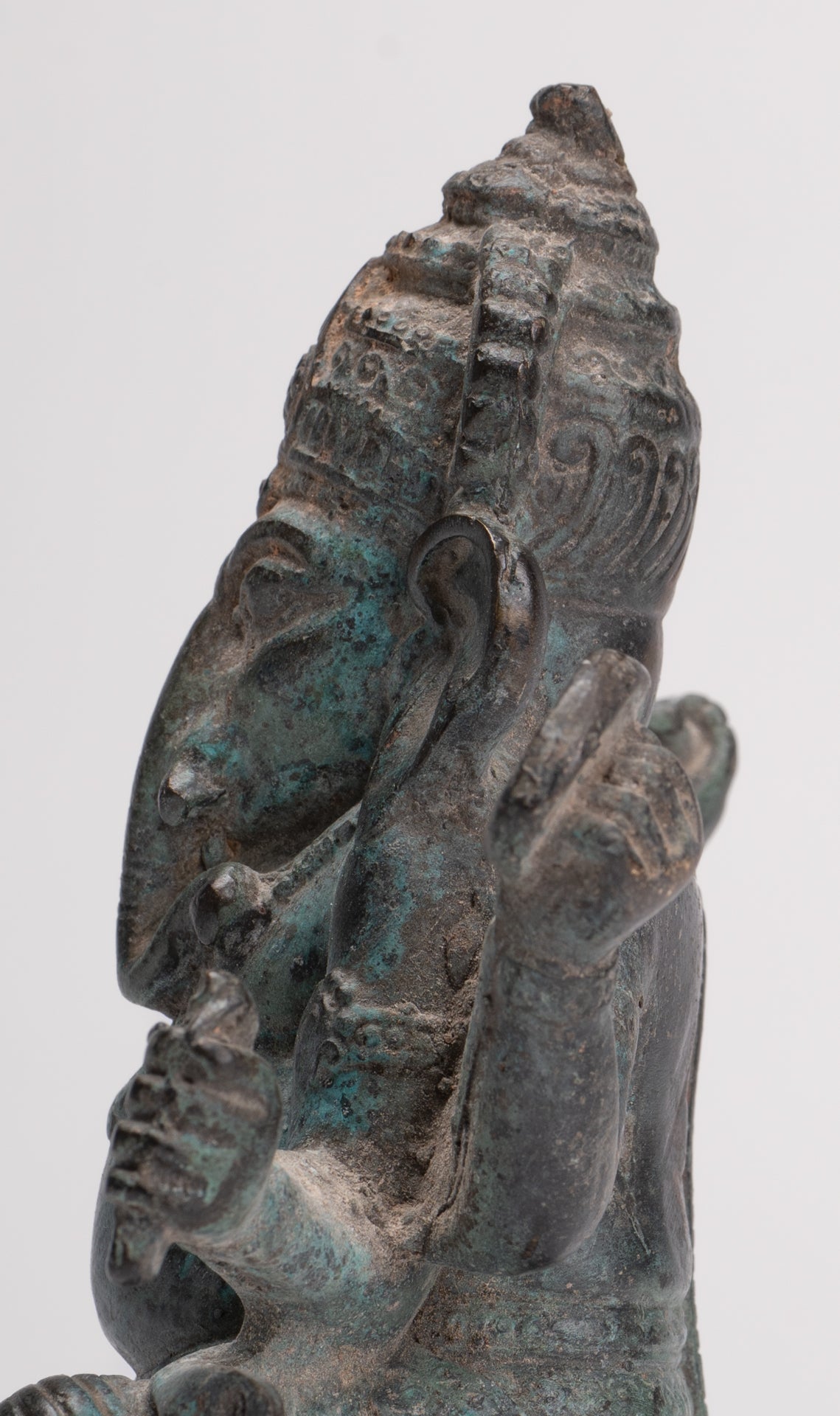 Ganesha Statue - Antique Thai Style Bronze Seated Ganesha Statue - 15.5cm/6"