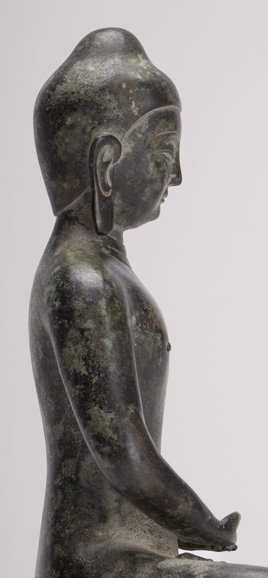 Antique Japanese Style Bronze Seated Meditation Amitabha Buddha Statue - 28cm/11"