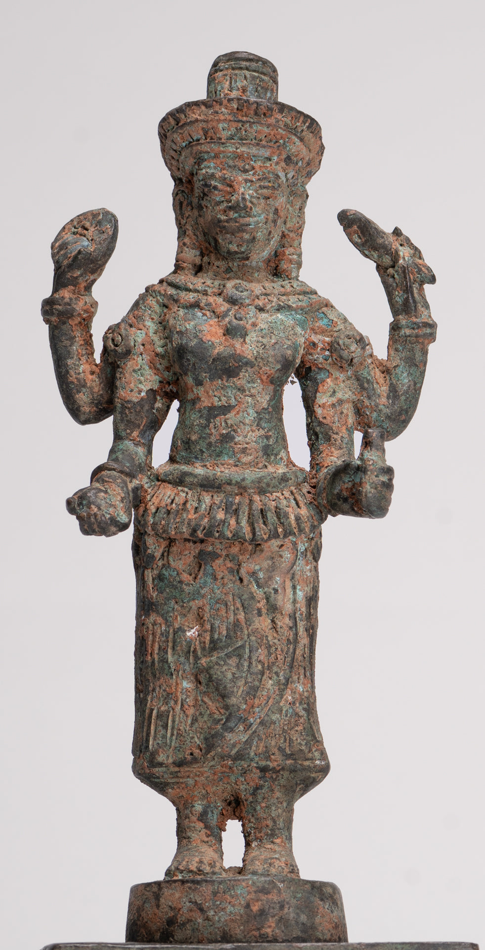 Antique Lopburi Style Thai Bronze Enthroned Vishnu Statue - 40cm/16"