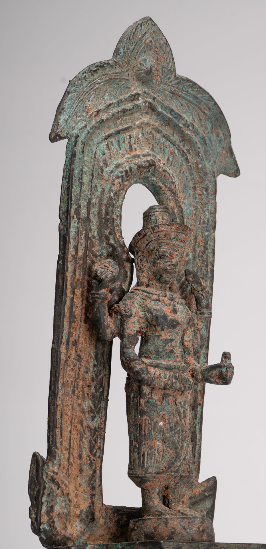 Antique Lopburi Style Thai Bronze Enthroned Vishnu Statue - 40cm/16"