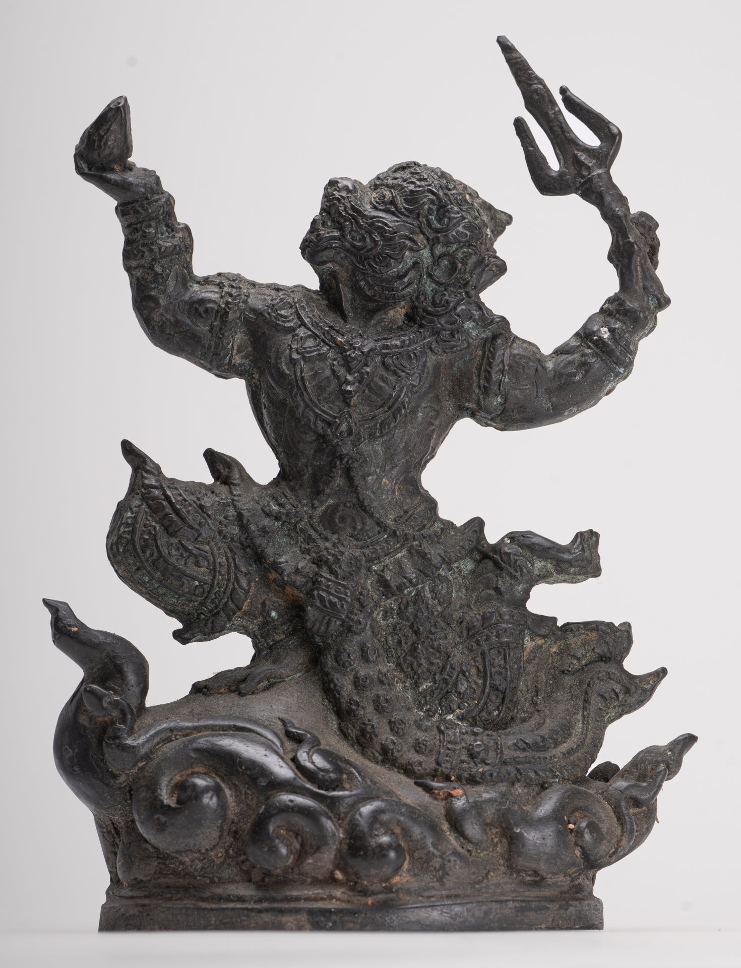 Antique Thai Style Bayon Hindu God Hanuman Statue - 23cm/9" Tall