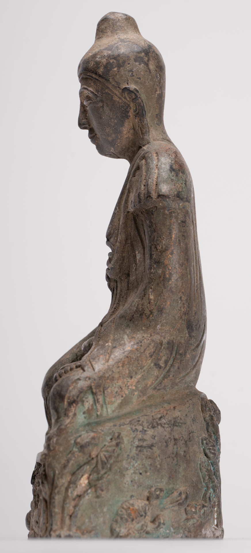 Buddha Statue - Antique Japanese Style Seated Bronze Enlightenment Buddha Statue - 23cm/9"