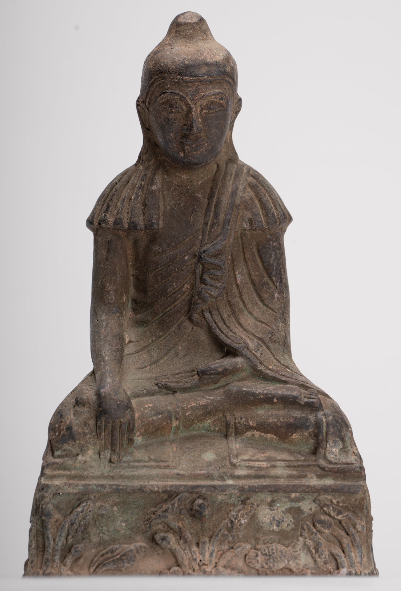 Buddha Statue - Antique Japanese Style Seated Bronze Enlightenment Buddha Statue - 23cm/9"