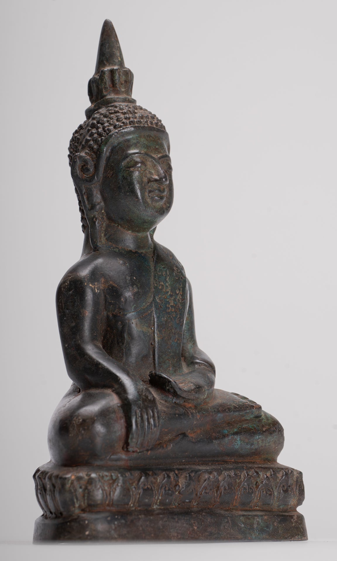 Buddha Statue - Antique Laos Style Bronze Enlightenment Buddha Statue - 21cm/8"