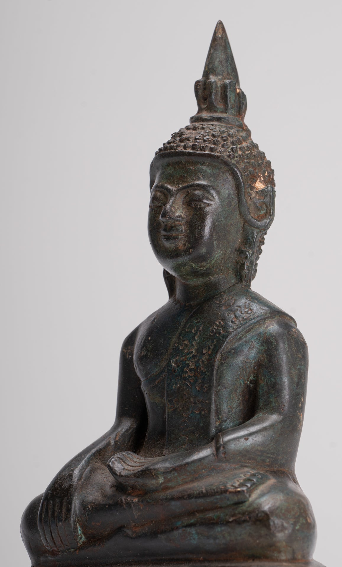 Buddha Statue - Antique Laos Style Bronze Enlightenment Buddha Statue - 21cm/8"